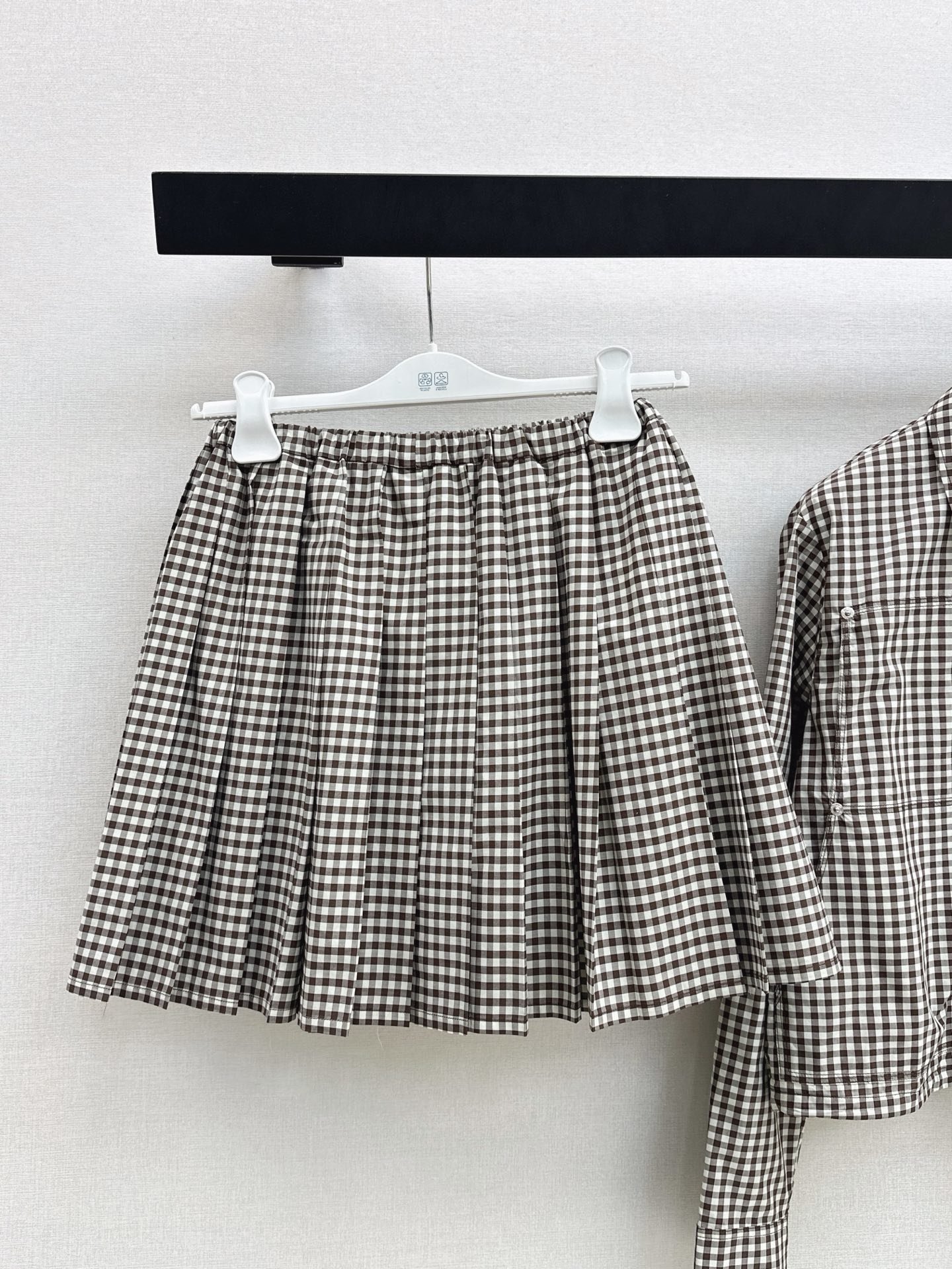 Monc 26ss check jacket pleated skirt sets