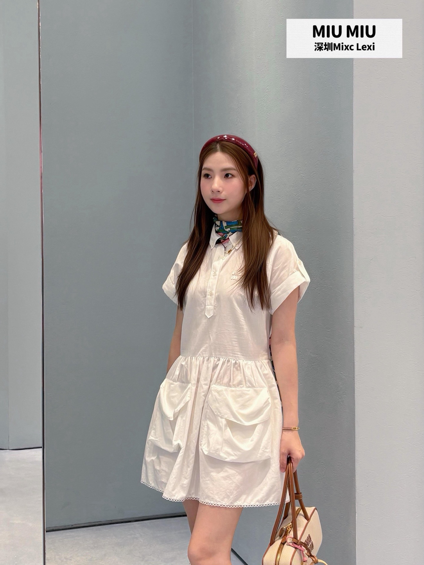 Miu 26ss cargo pocket shirt dress