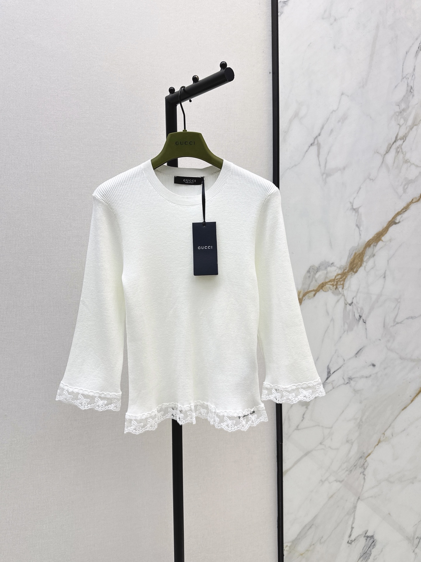 Guc 26ss lace contact knit top
