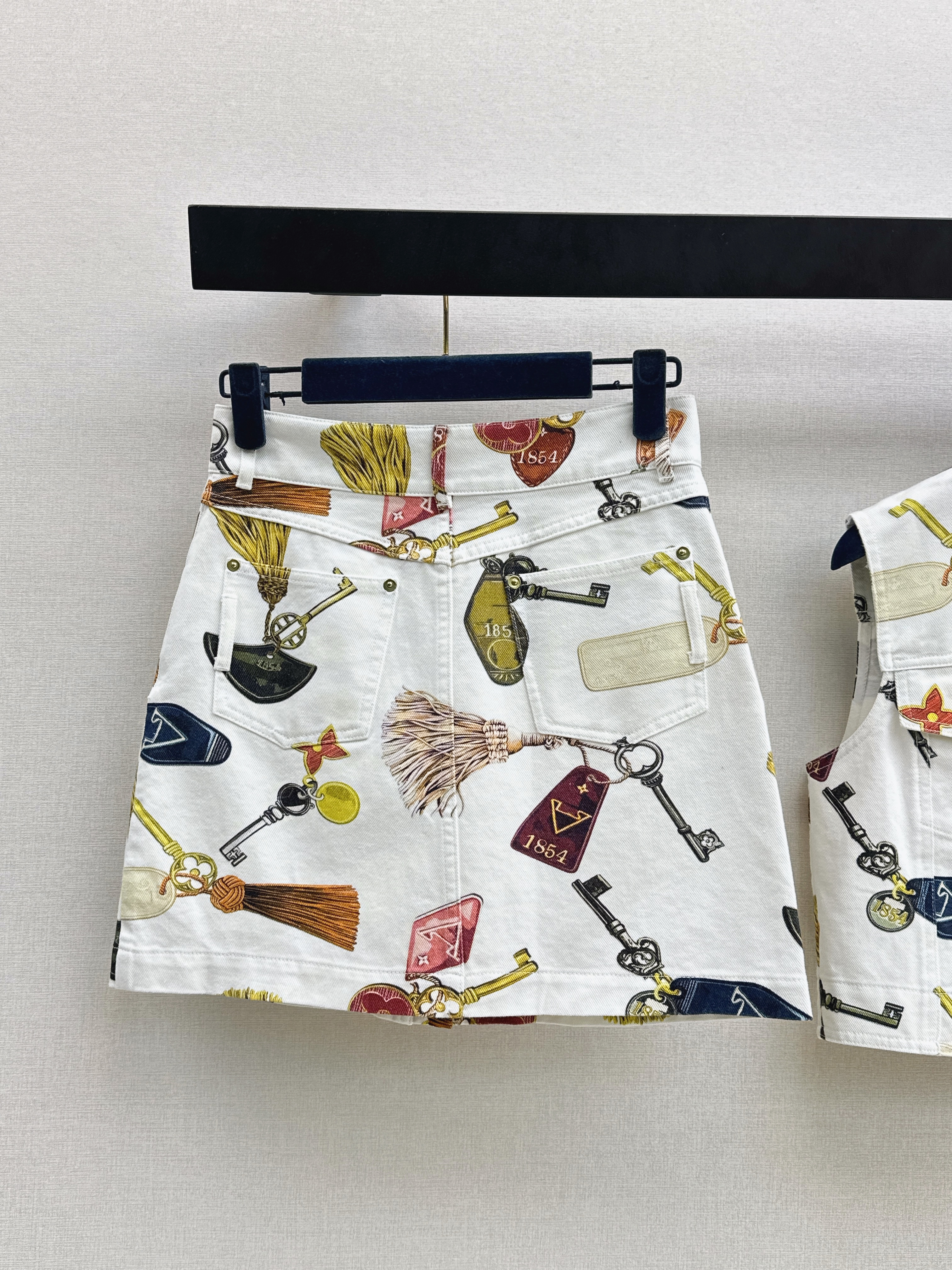 Loui 26ss print denim skirt