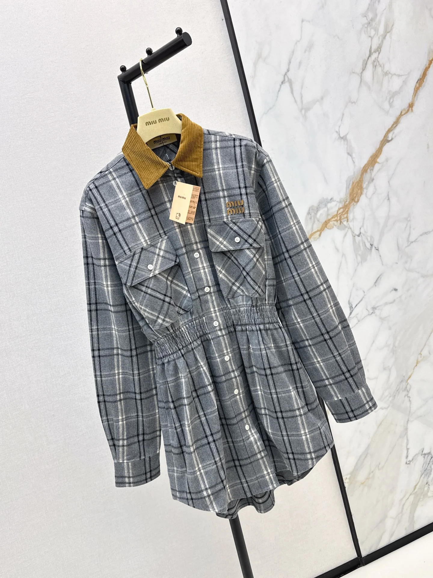 Miu 25fw plaid shirt dress