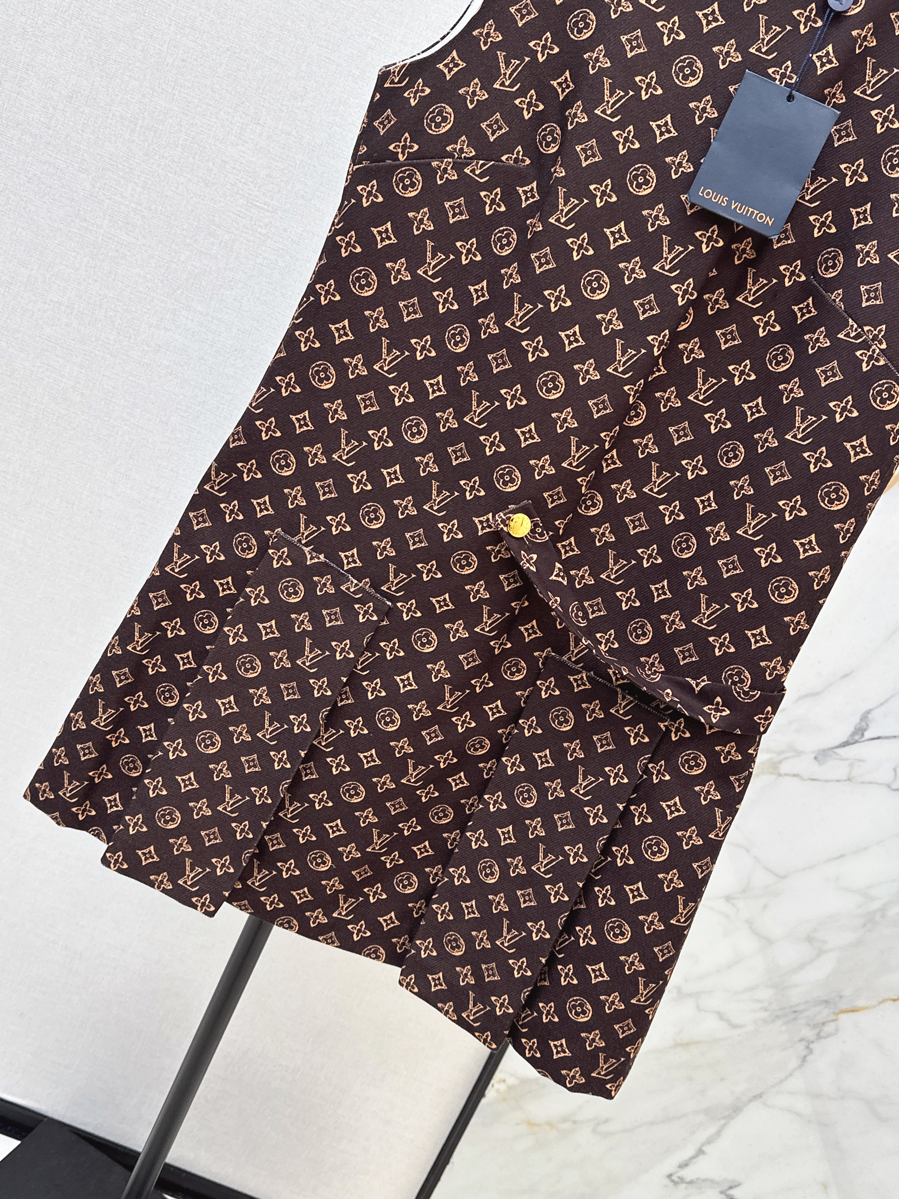 Louis 26ss print sleeveless dress