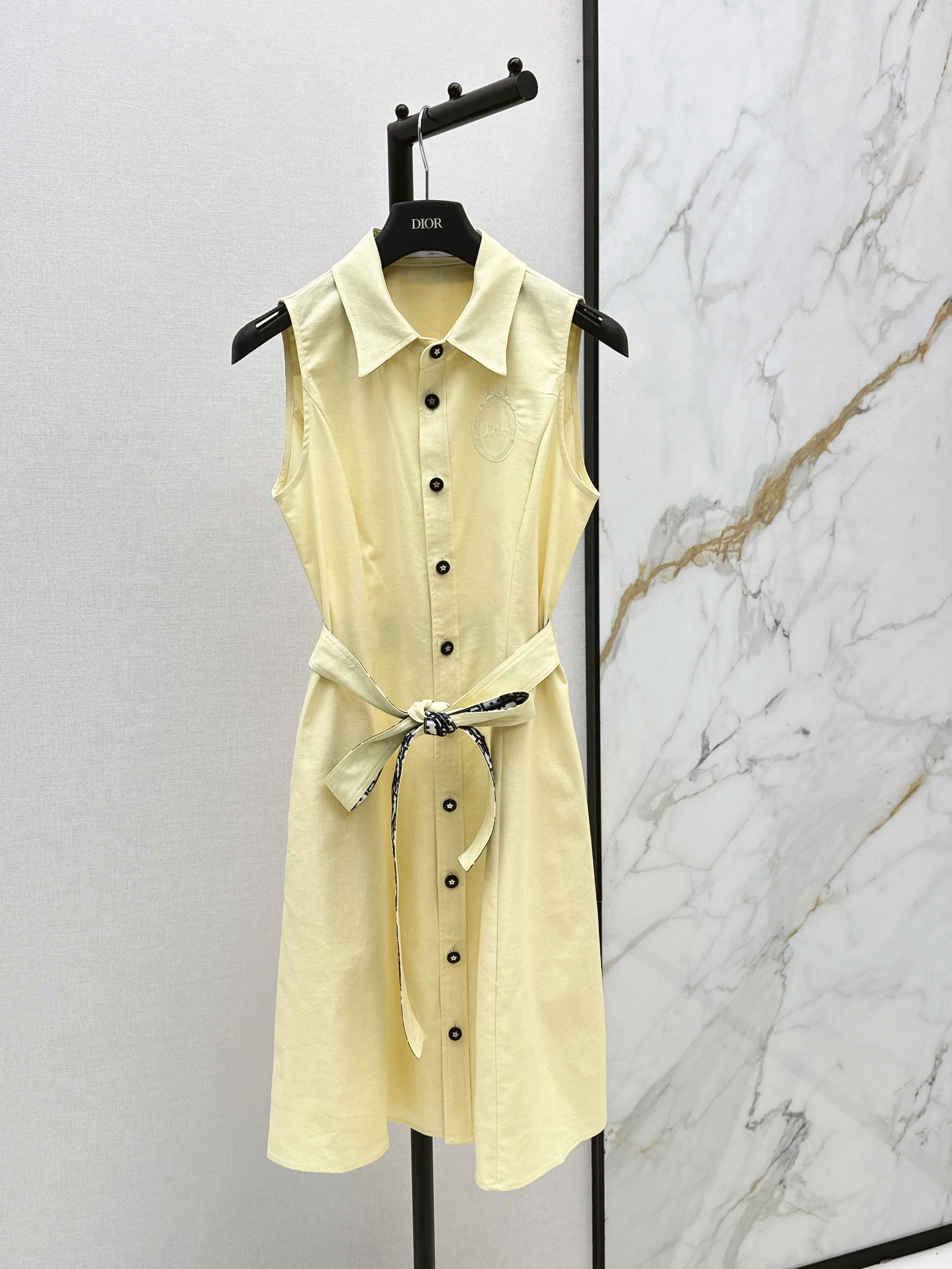 CD 26SS Sleeveless Belted Shirt Dress