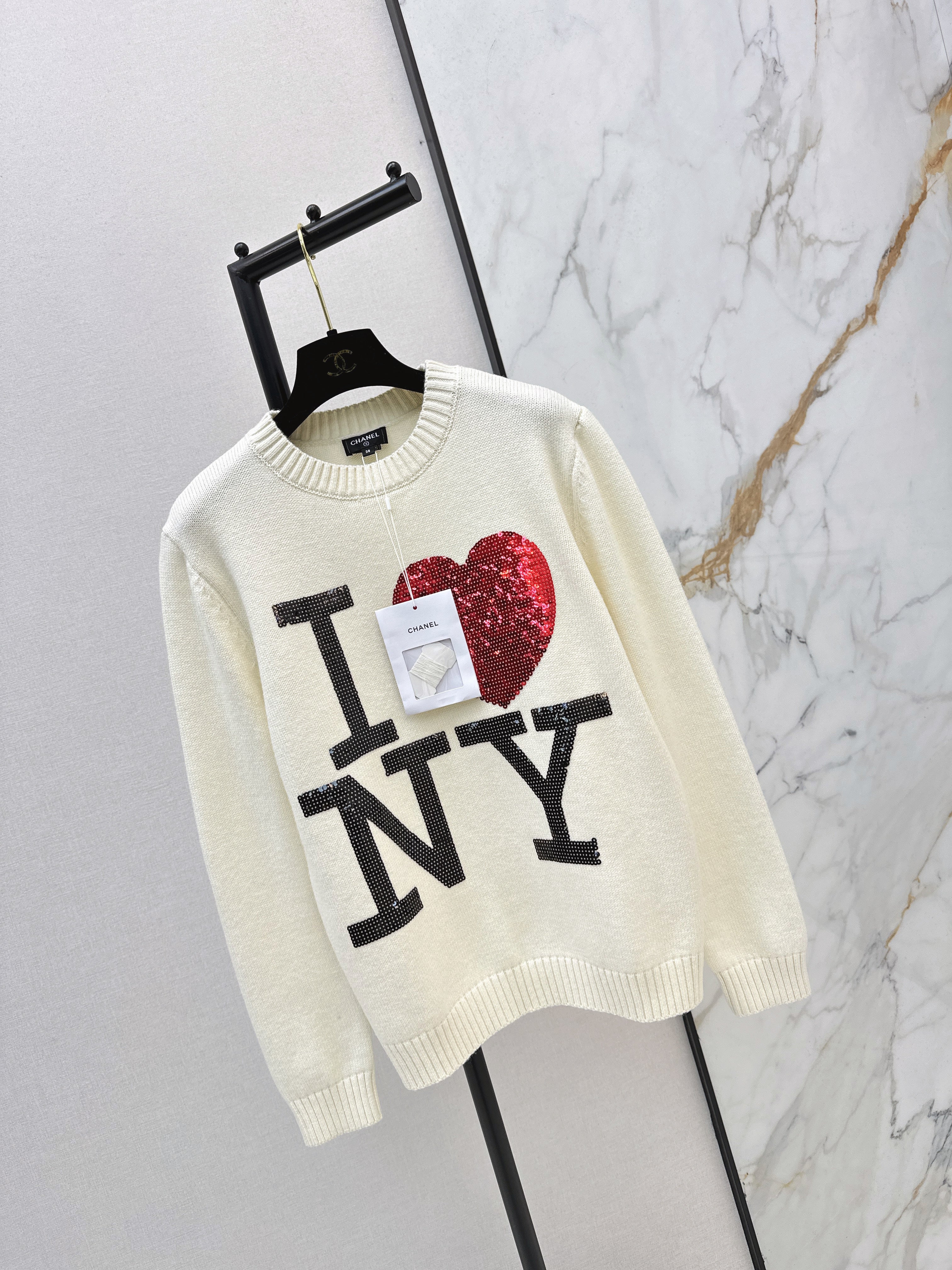 Chan 26ss sequin knit sweater