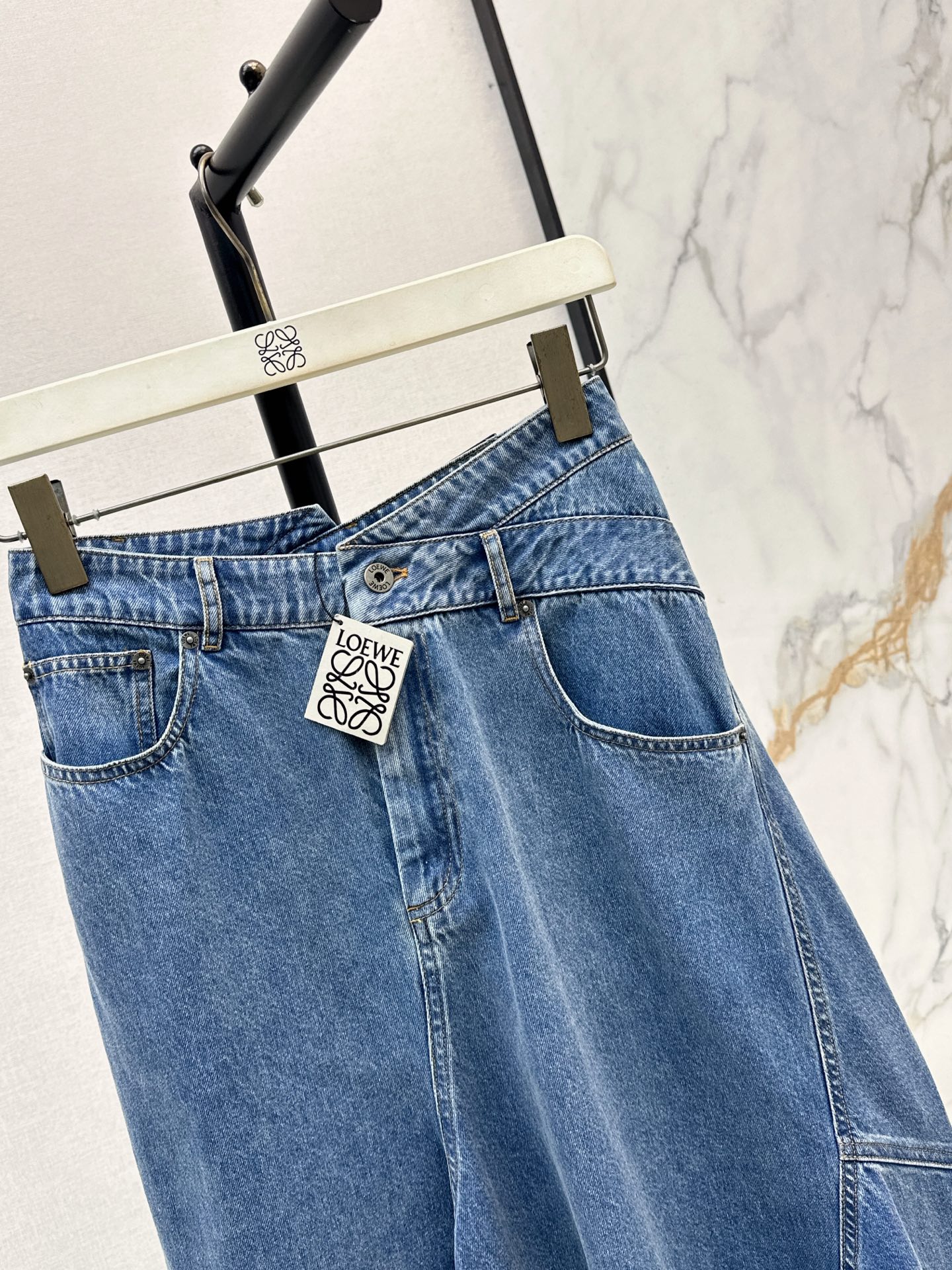 Loe 26ss asymmetrical denim skirt