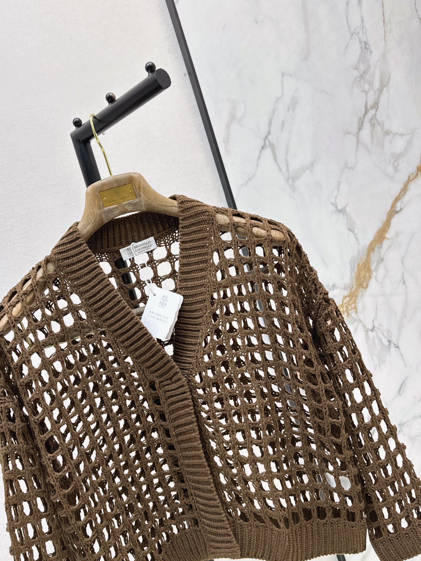 Brun 26ss hollow knit cardigan