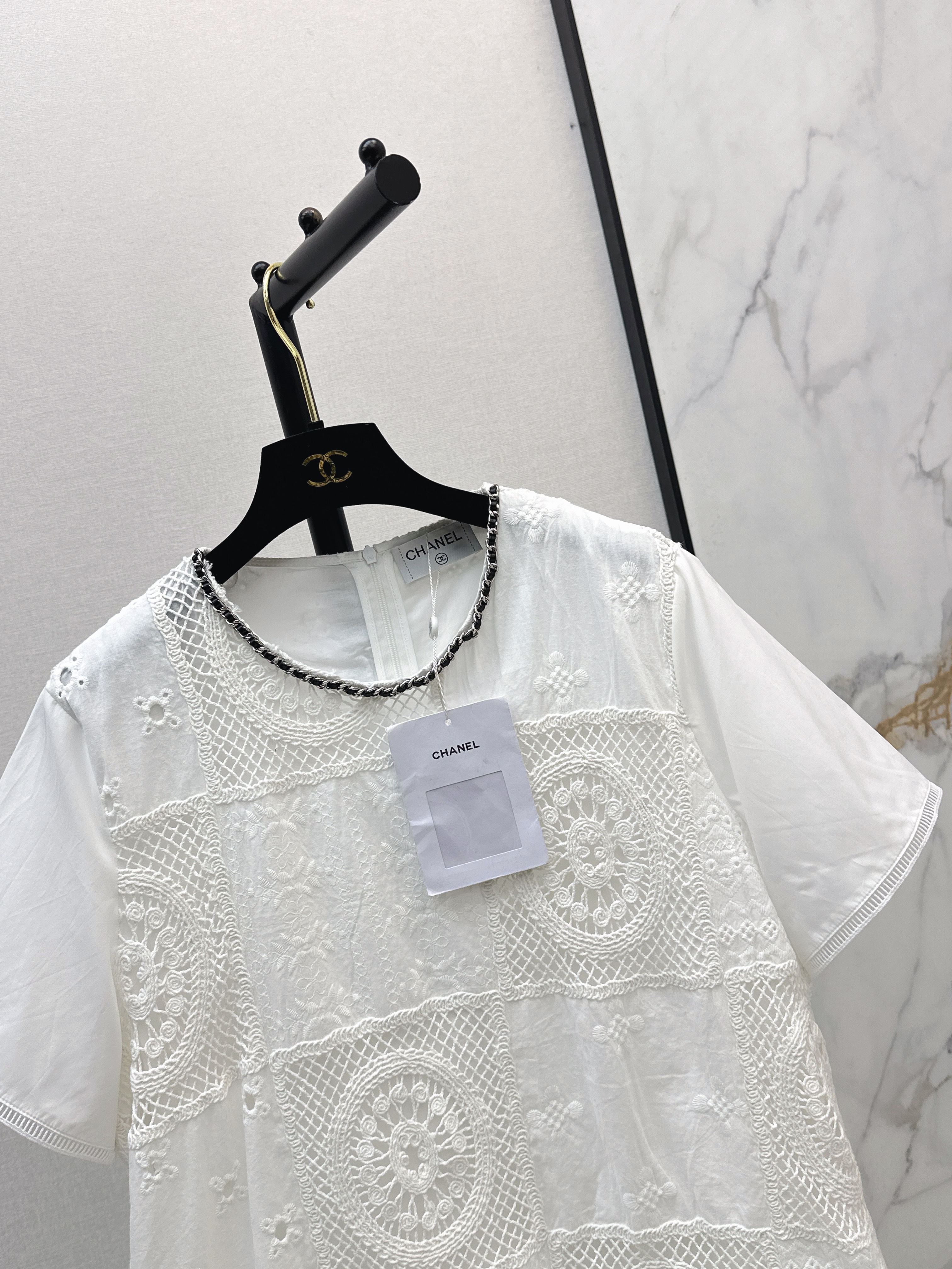 Chan 26ss hollow crochet dress