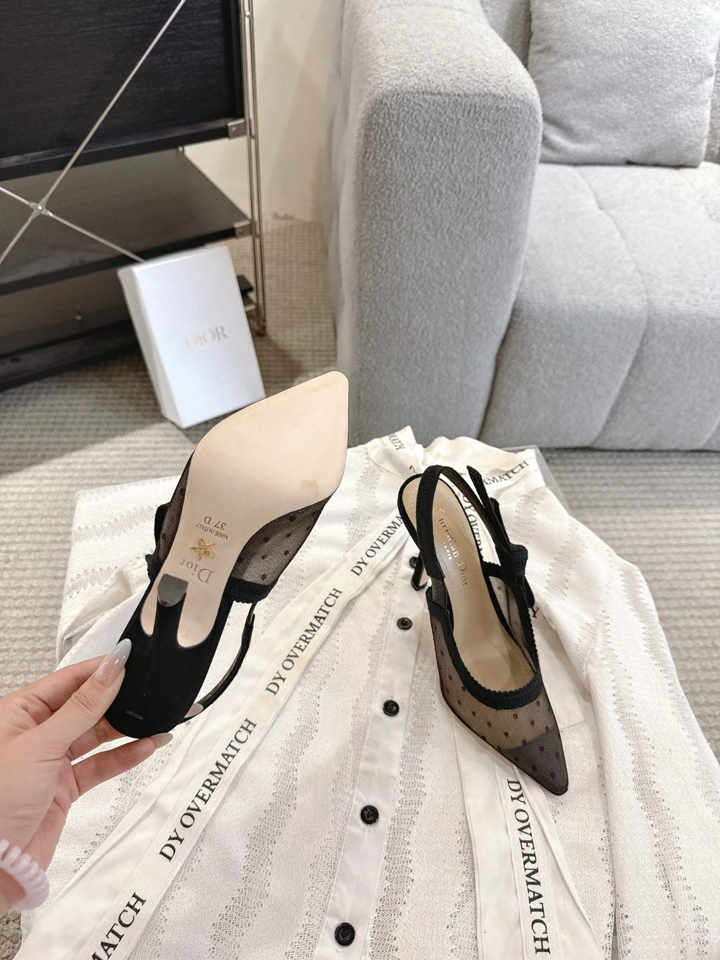 CD 25fw mesh slingback heels