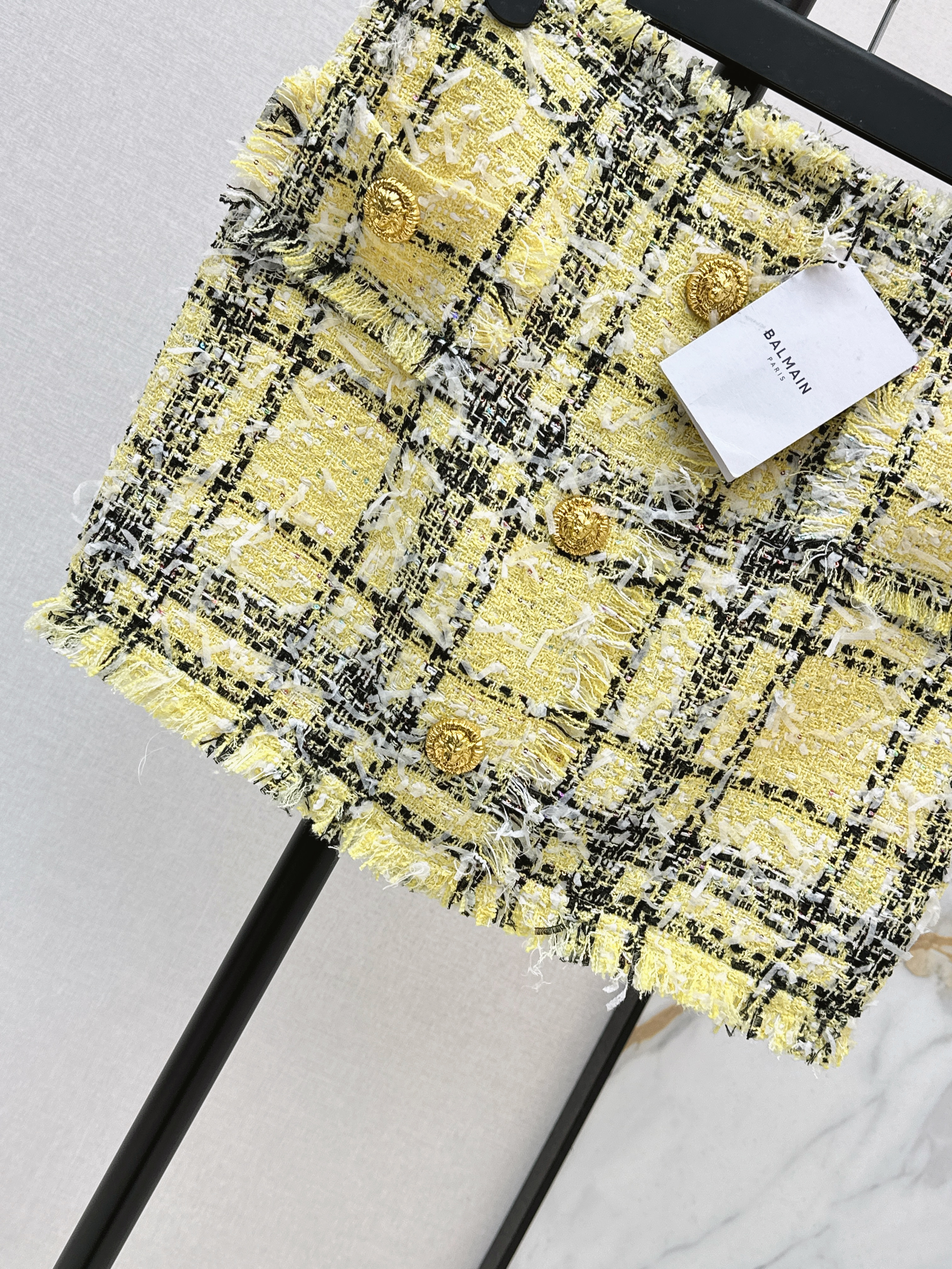 Bal 26ss check tweed skirt