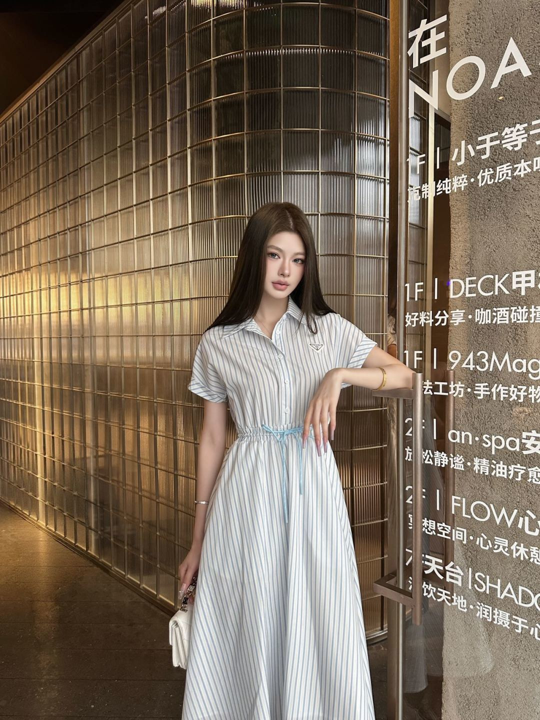 Pra 26ss stripe long shirt dress