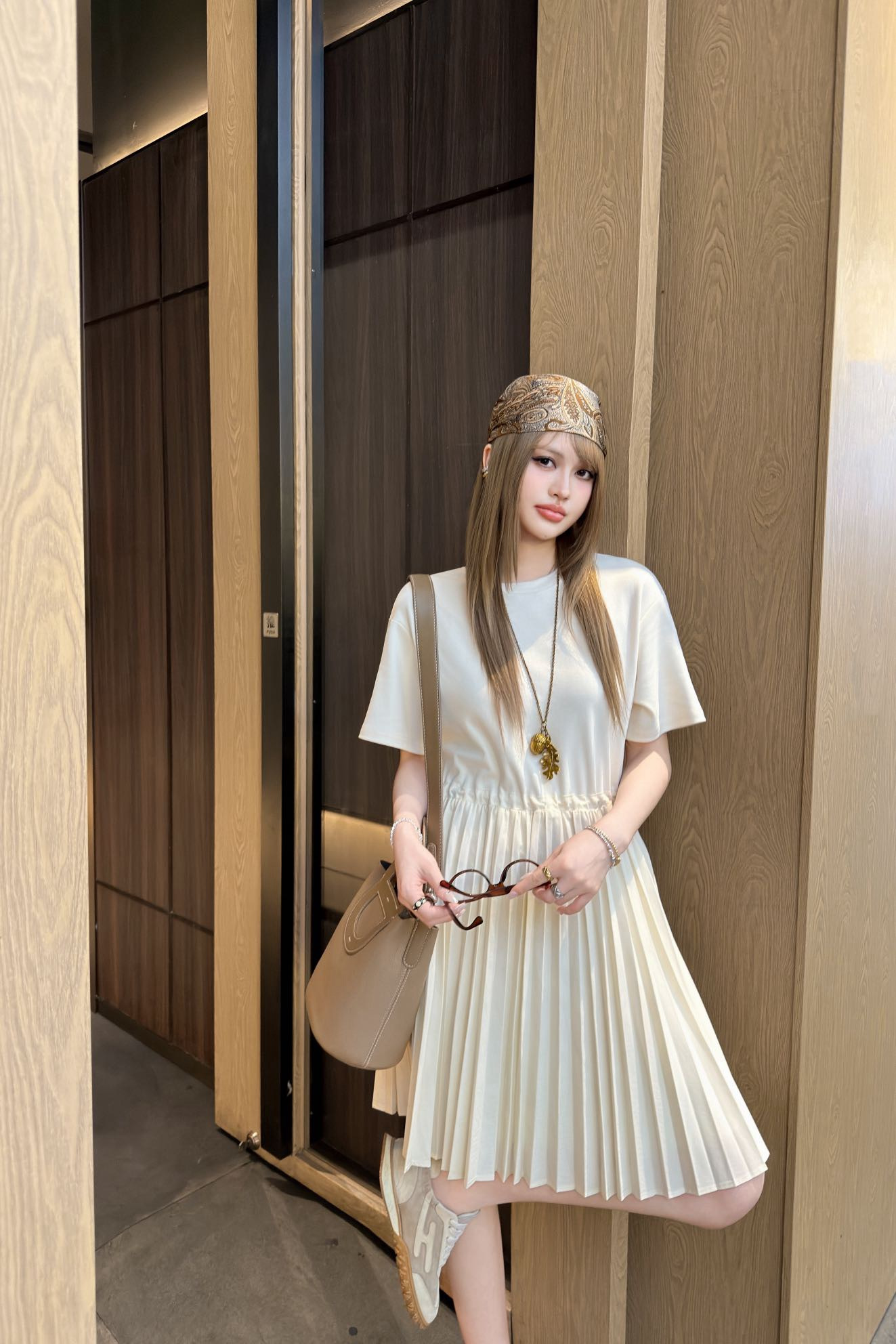 Monc 26ss contact pleated dress