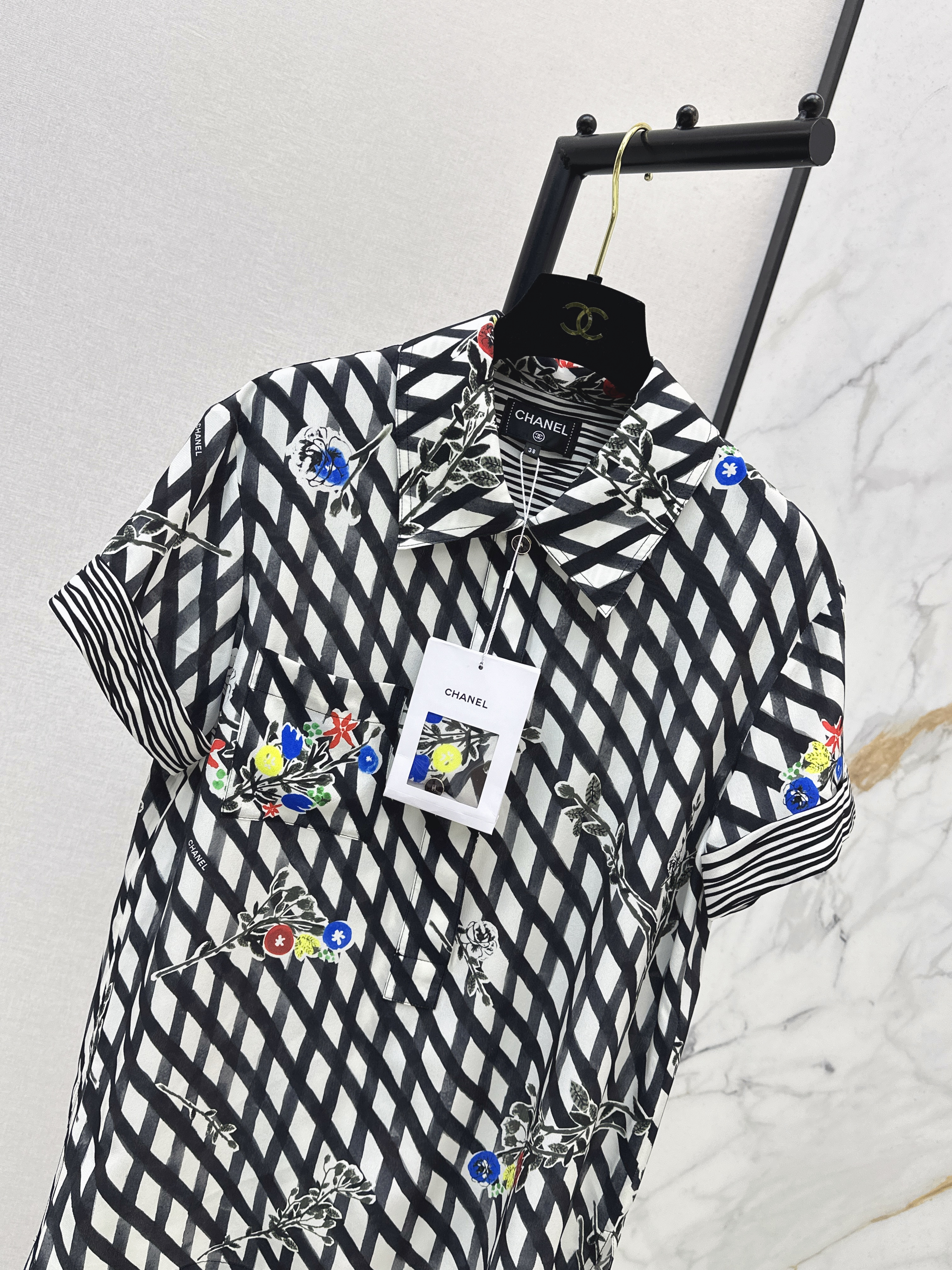 Chan 26ss check print shirt