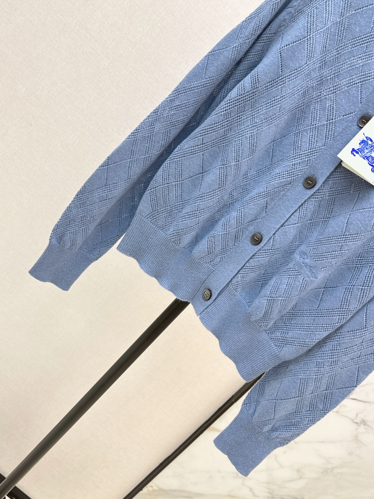 Bur 26ss check jacquard knit cardigan