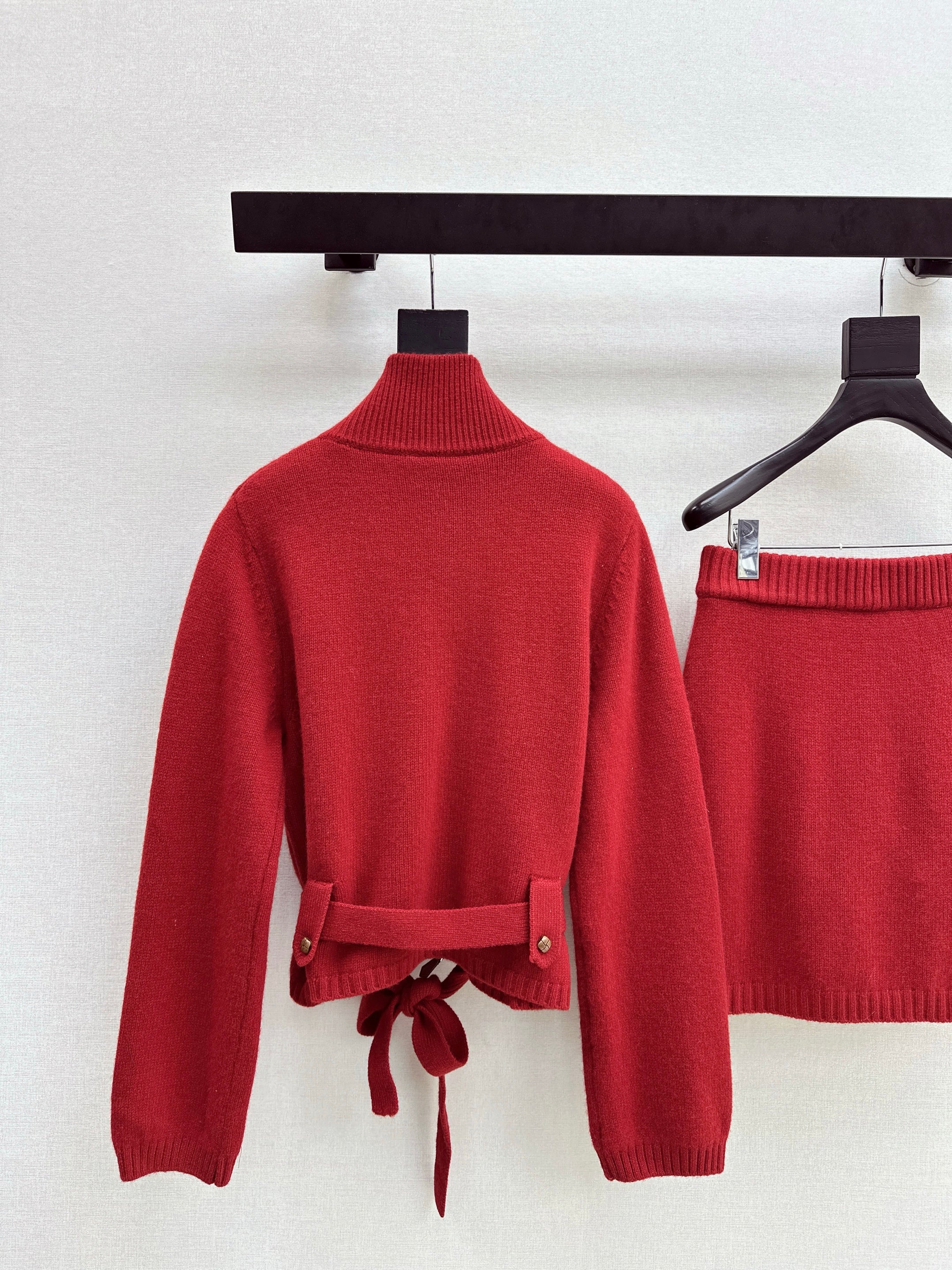 Loro 26ss outfit sets zip-up cardigan+skirts