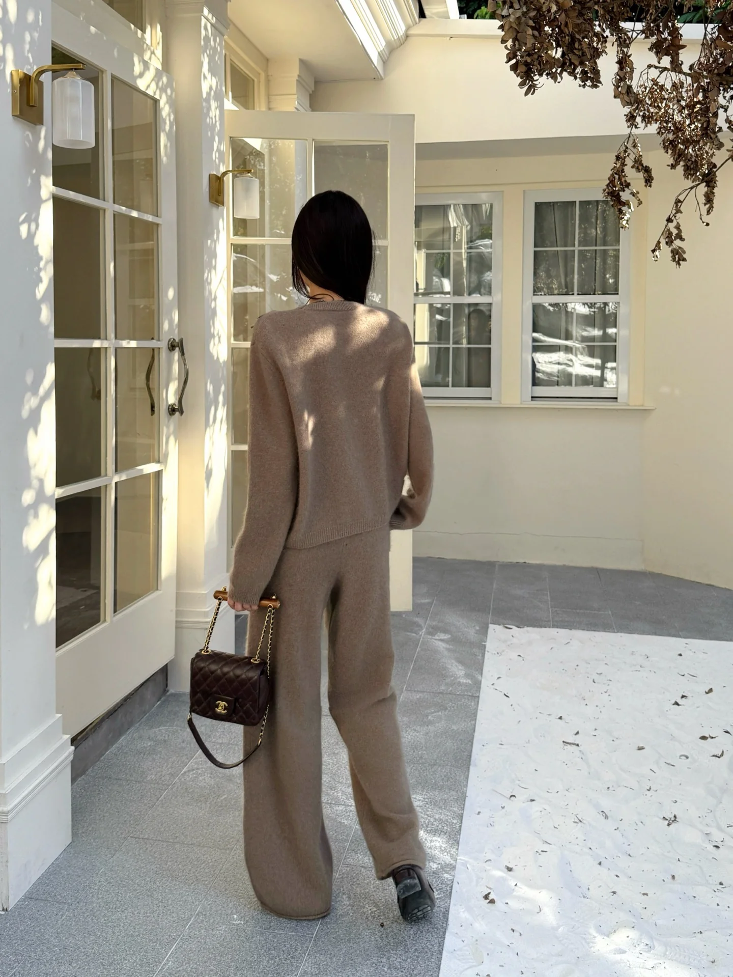 Miu 25fw knit bow sweater+pants outfit sets