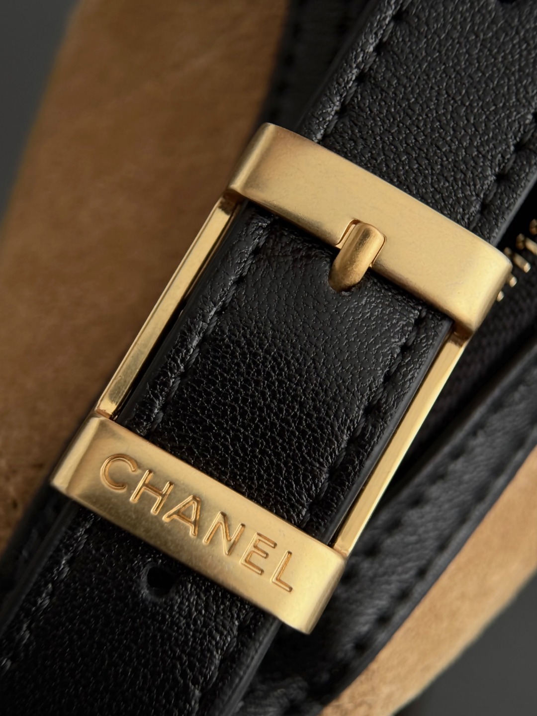 Chan 26S suede clutch with chain