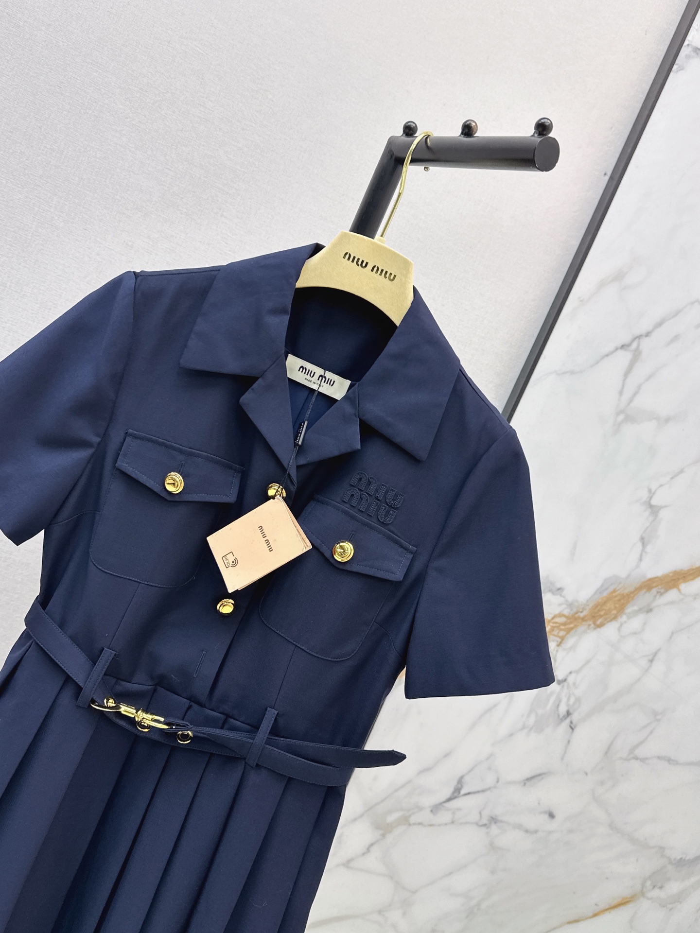 Miu 26ss pleated shirt dress