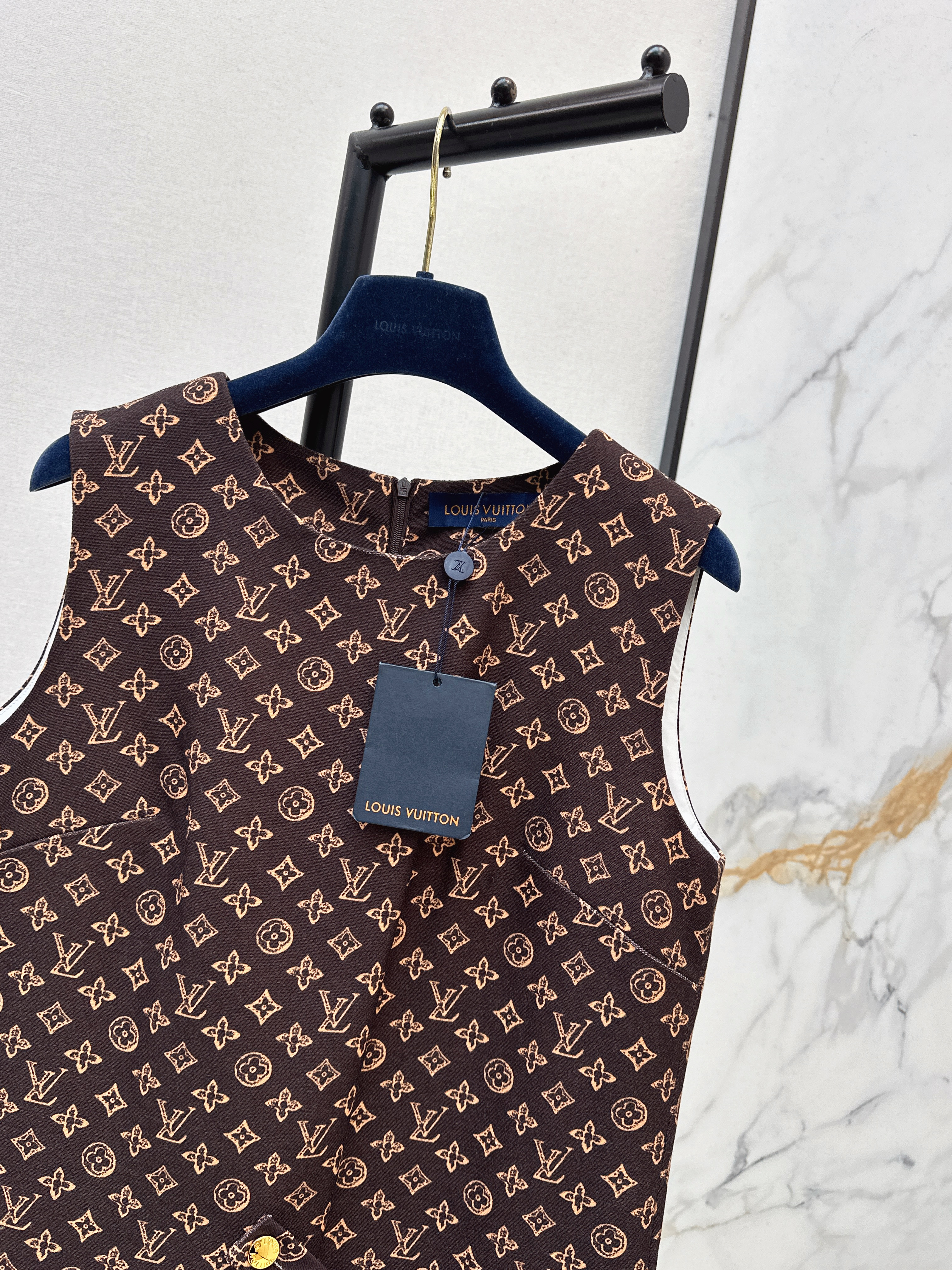 Louis 26ss print sleeveless dress