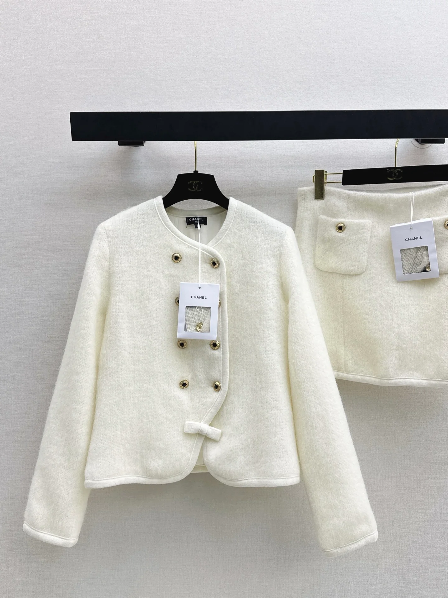 Chan 26ss woolen jacket skirts outfit sets