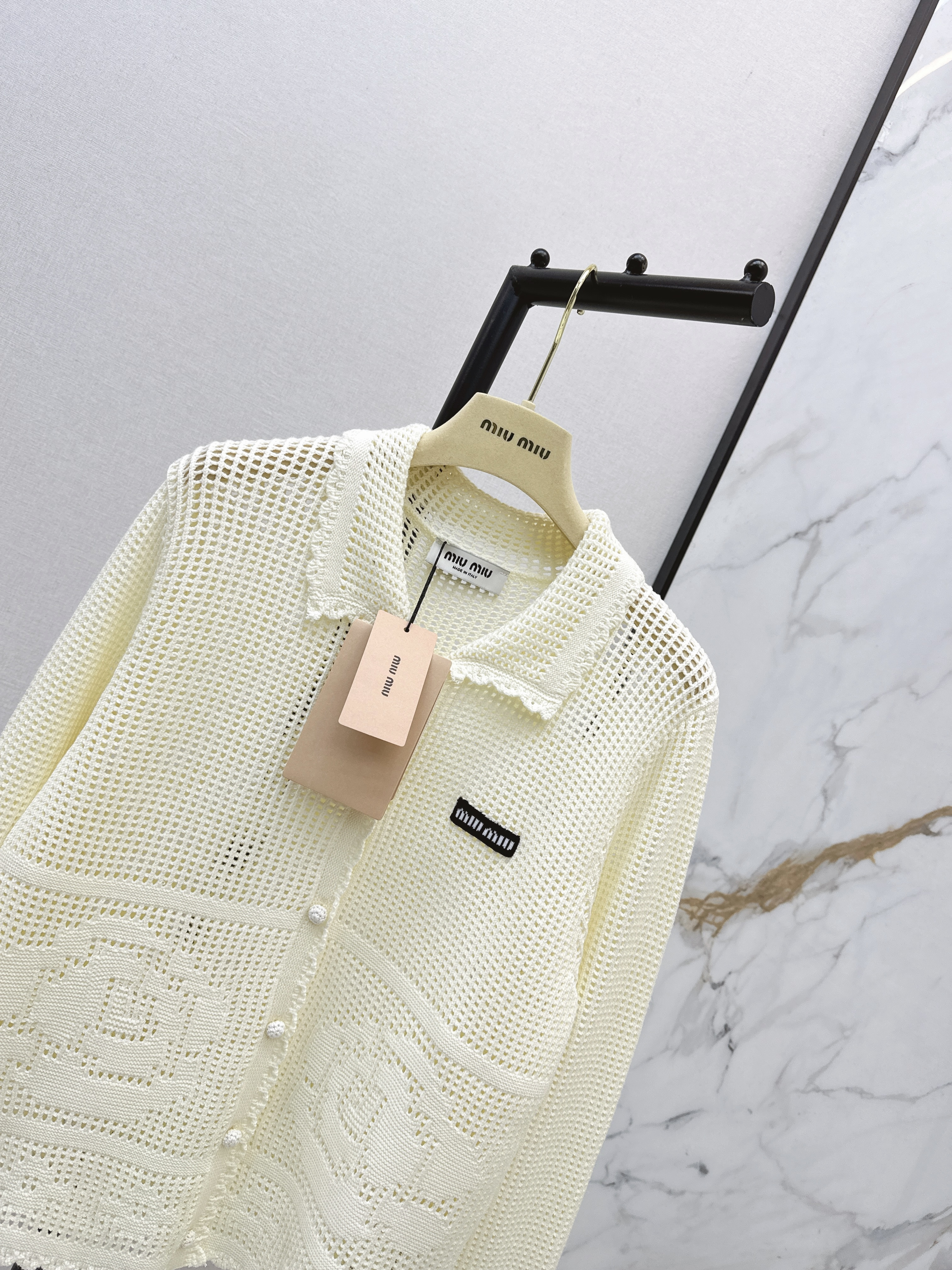 Miu 26ss hollow knit cardigan