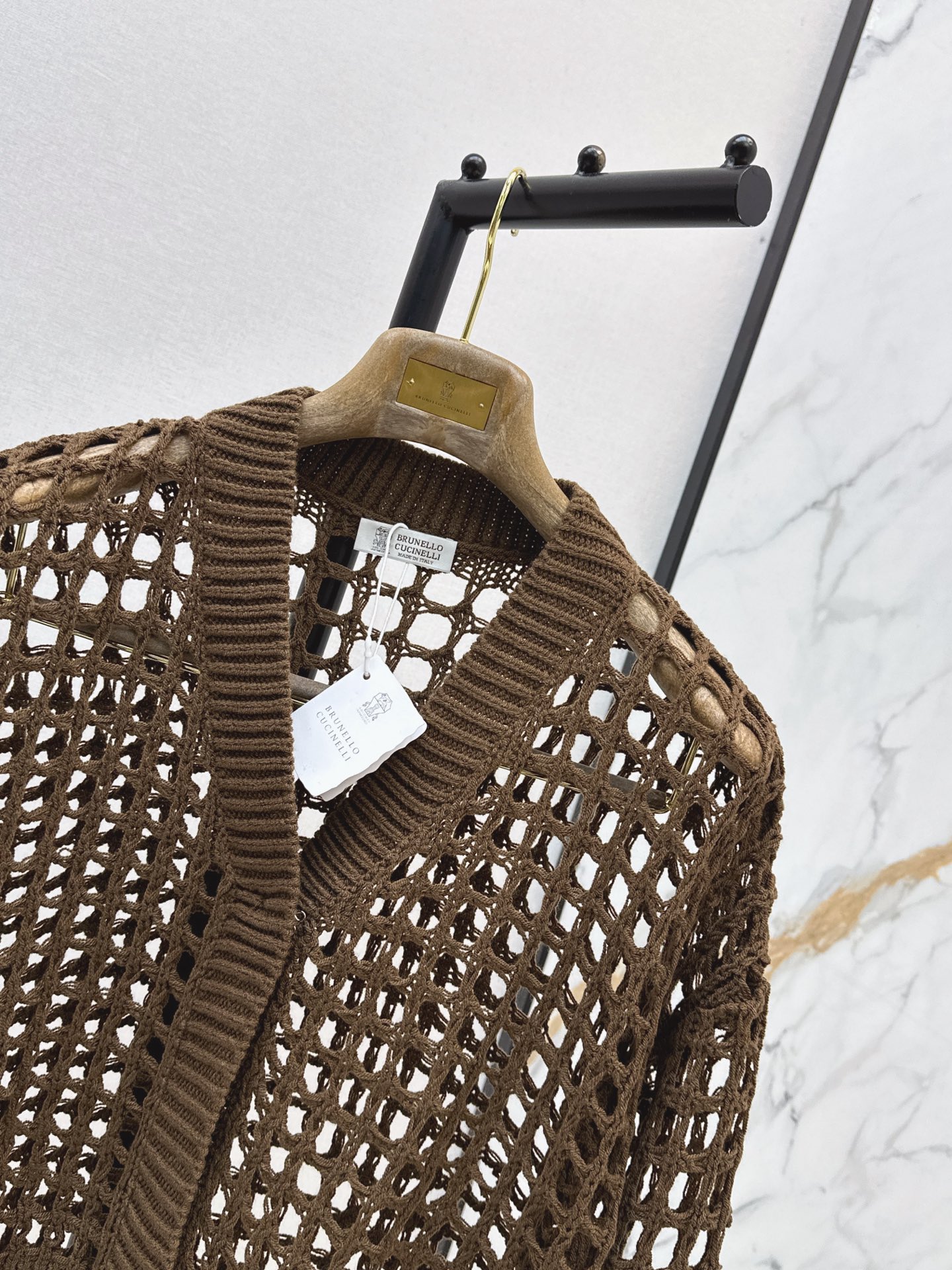 Brun 26ss hollow knit cardigan
