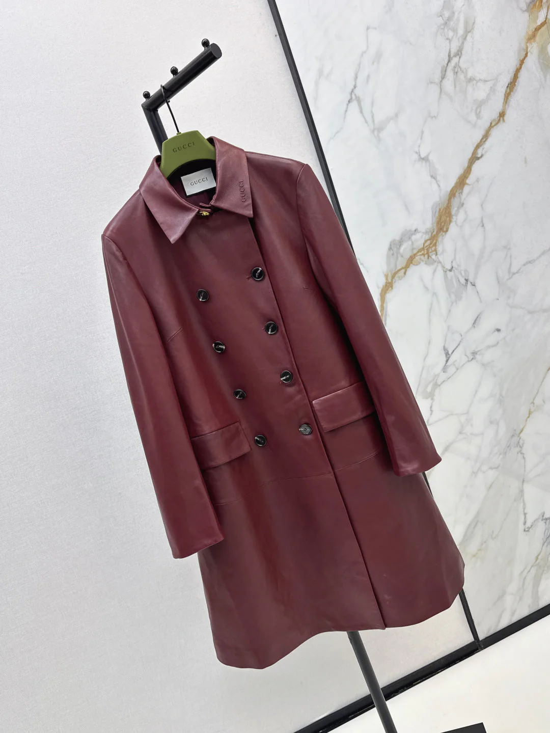 Guc 25fw leather trench coat