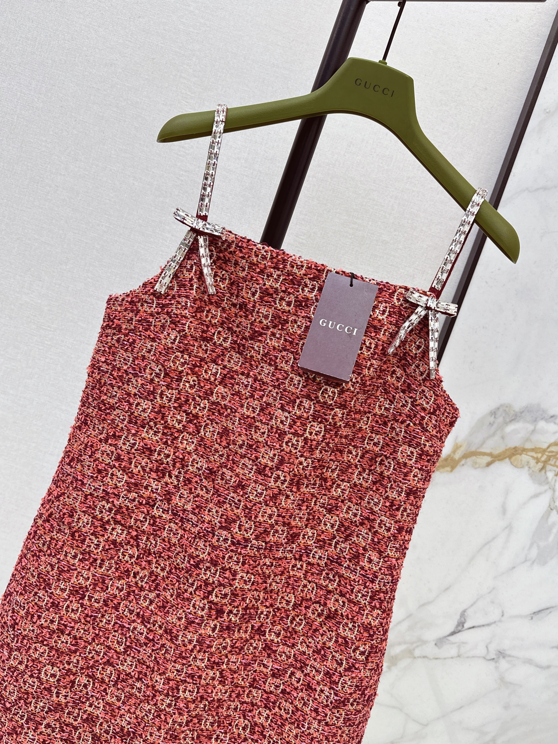 Guc 26ss jacquard slip dress