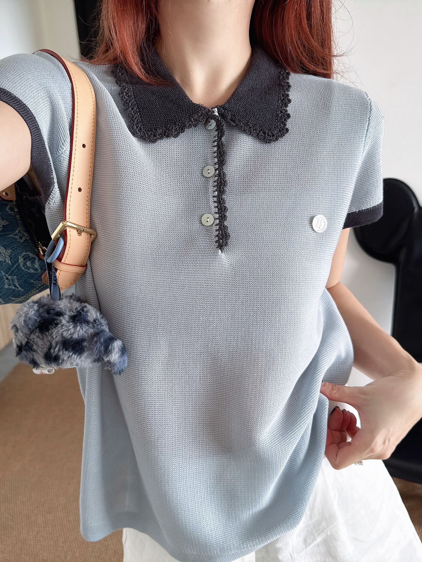 Miu 26ss sleeveless polo knitwear