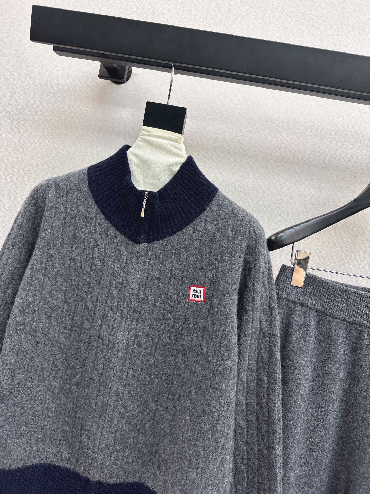 Miu 25fw wool cardigan +wide pants outfit sets