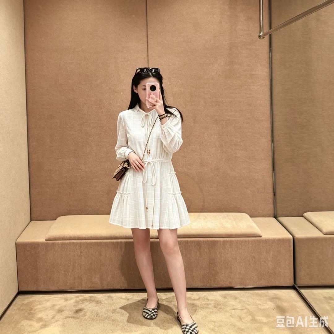 Bur 26ss check drawstring dress