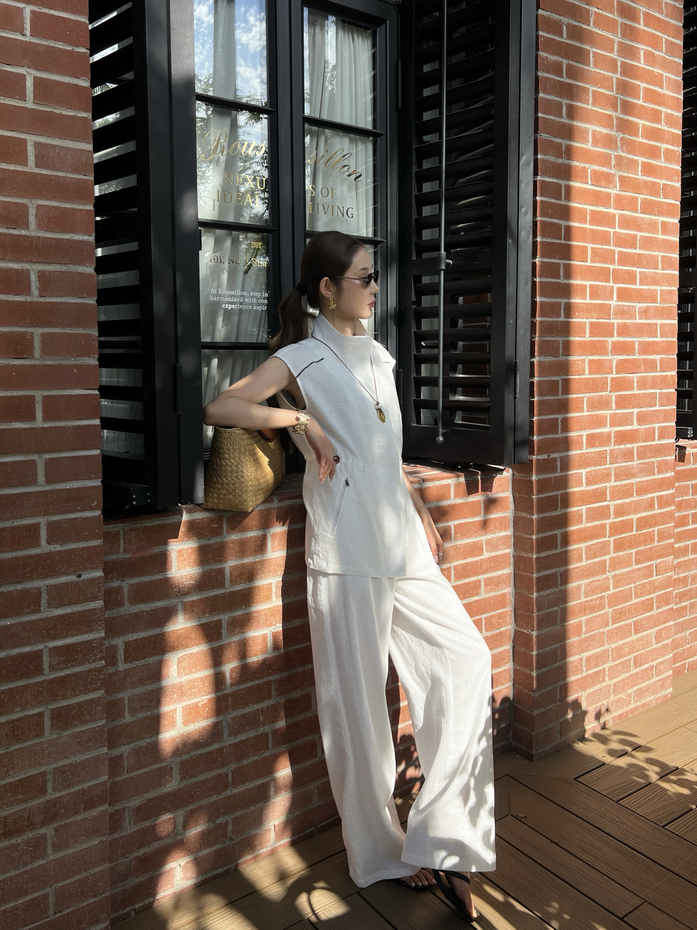 Brun 26ss drawstring waistcoat