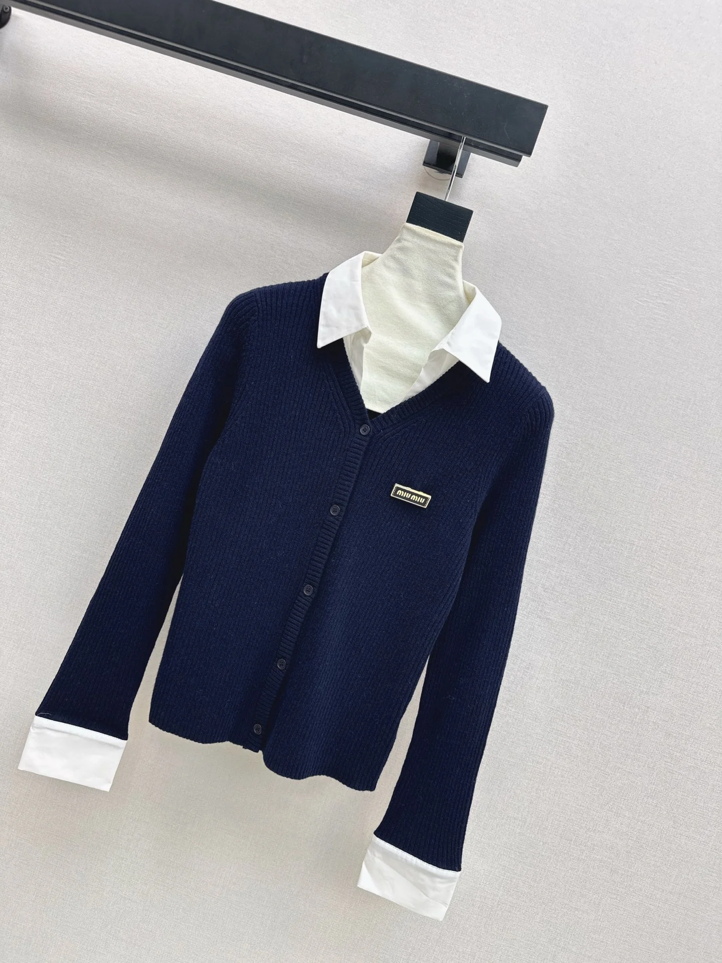 Miu 26SS 2in1 knit shirt