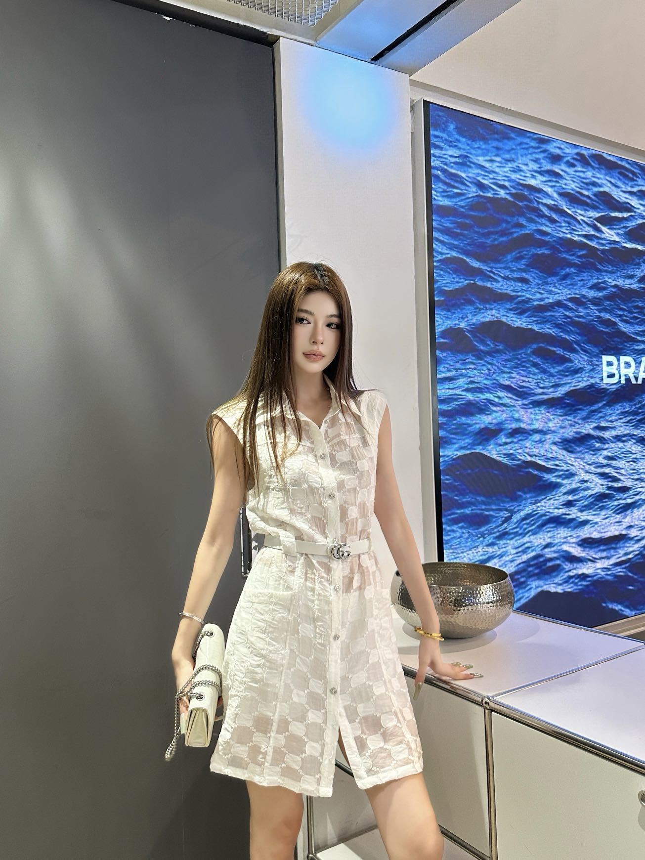 Guc 26ss sleeveless jacquard dress