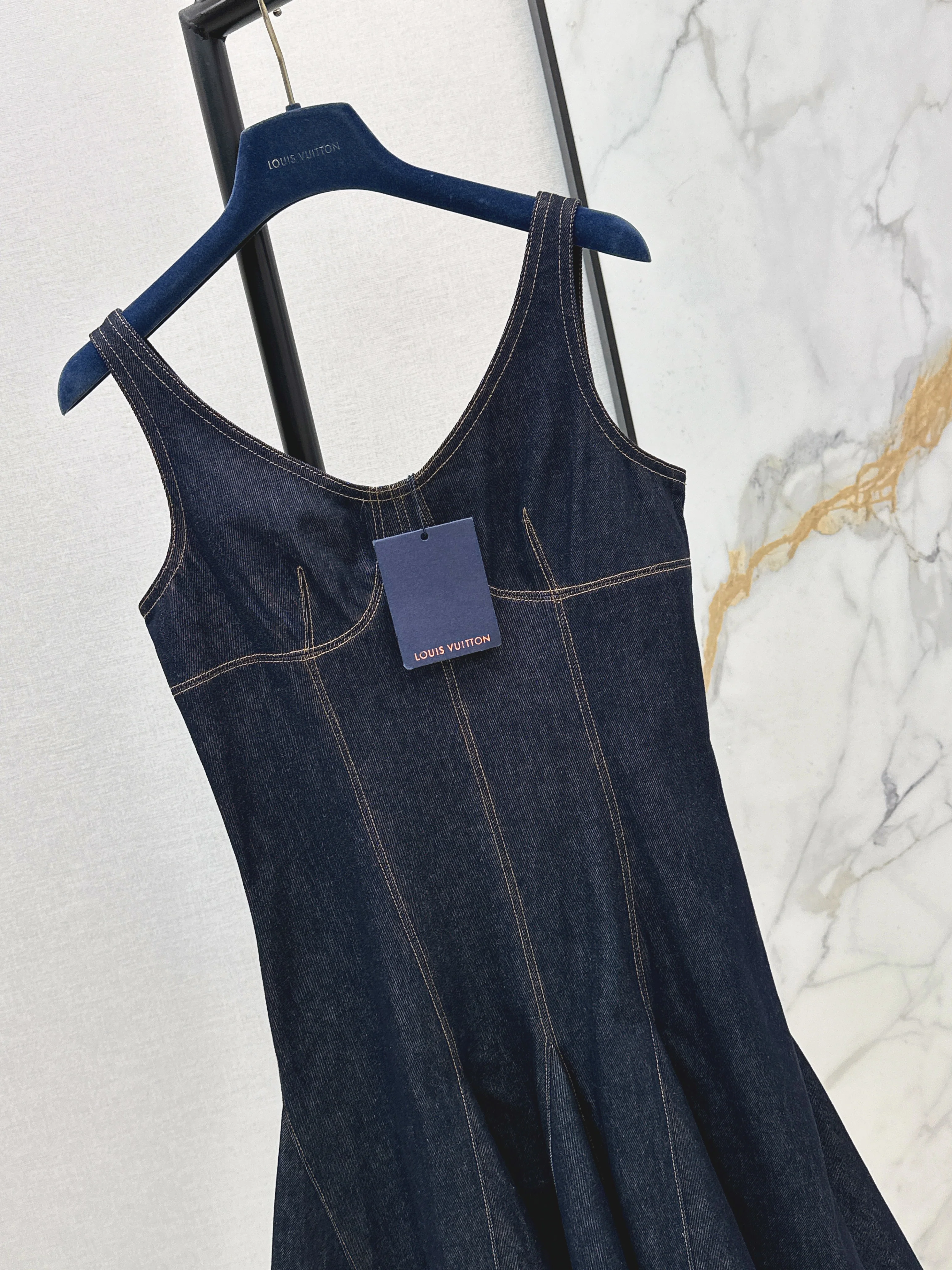 Louis 26ss denim v-neck dress