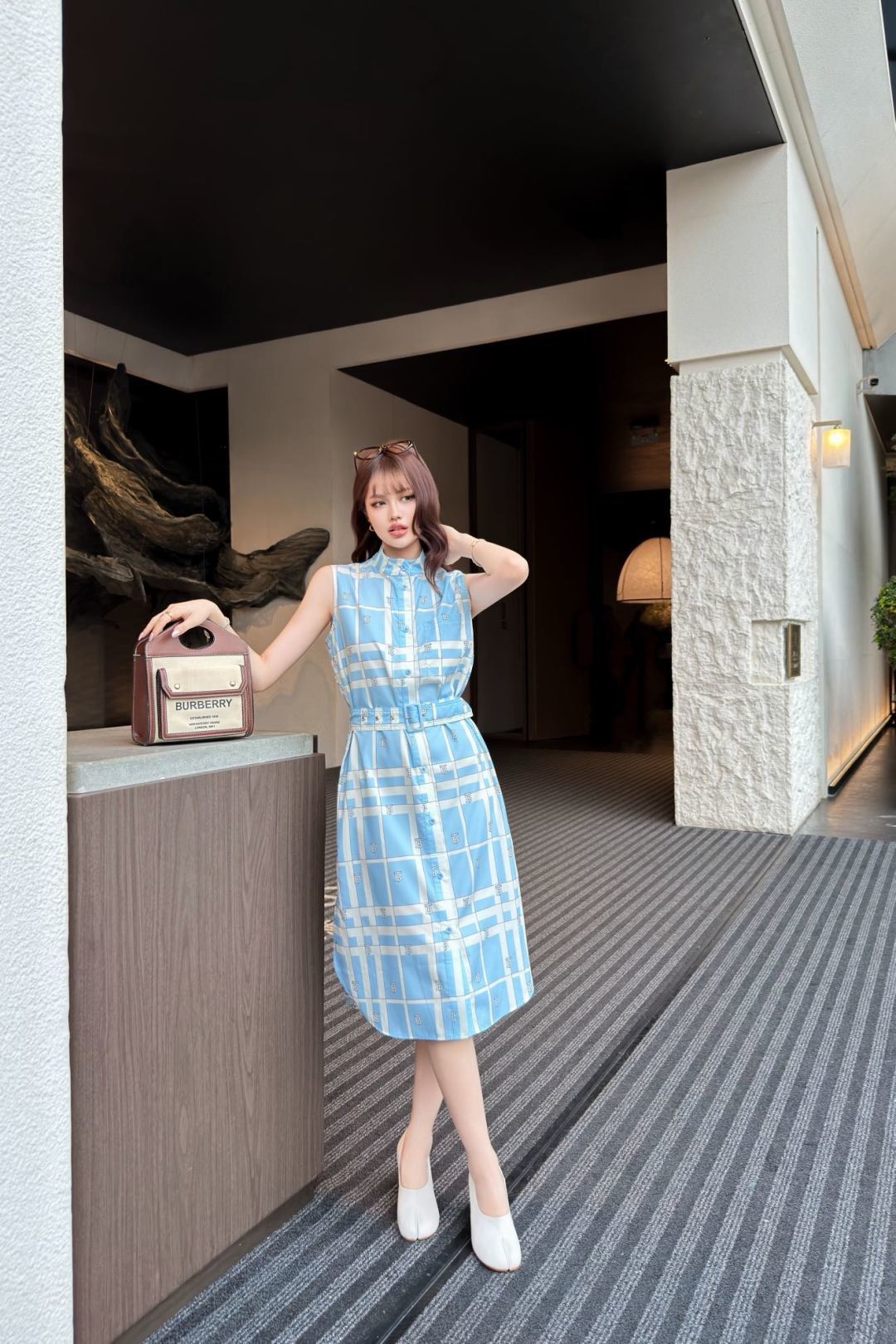 Burb 26ss sleeveless check dress