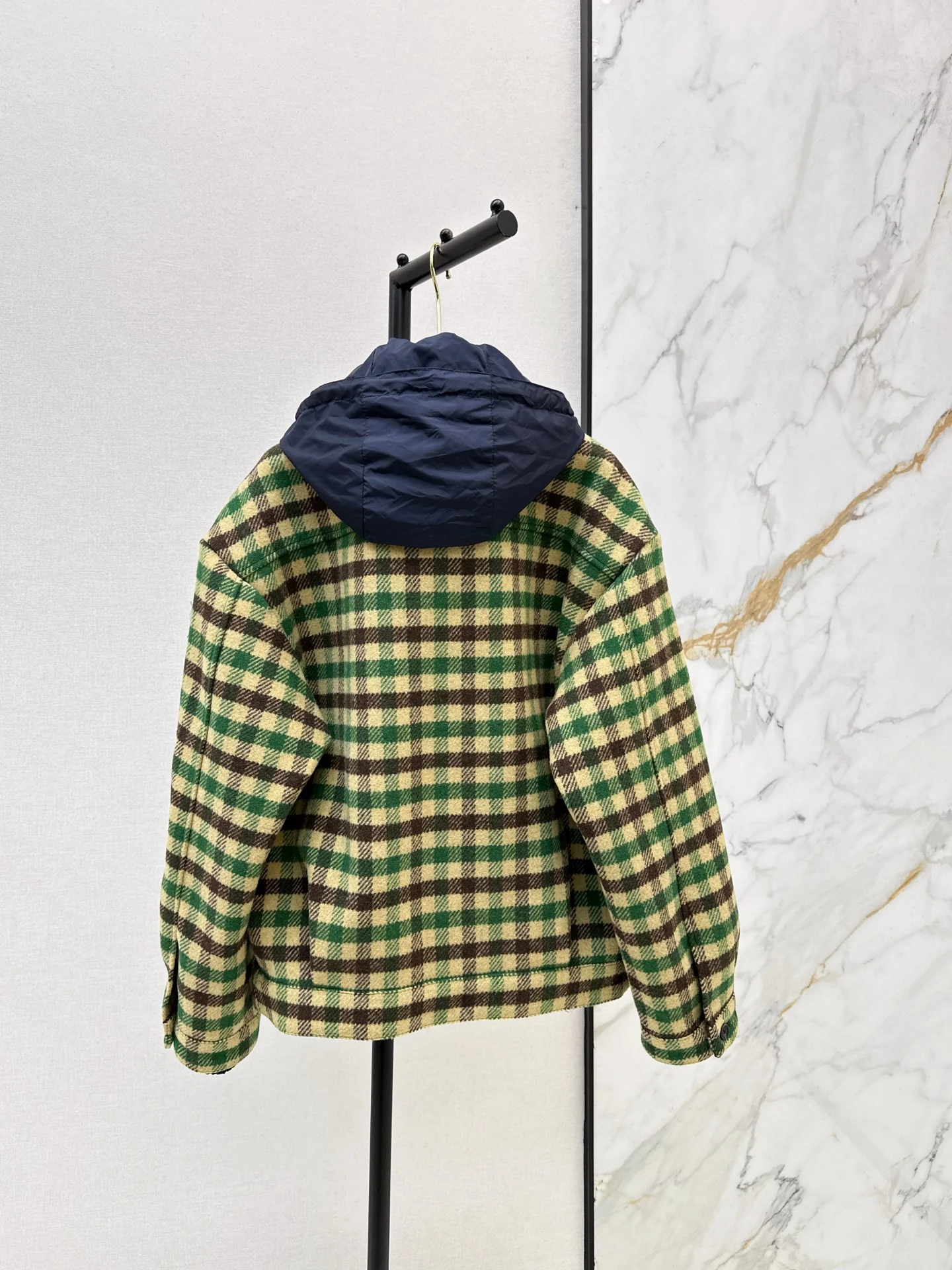 Miu 25fw hooded plaid jacket