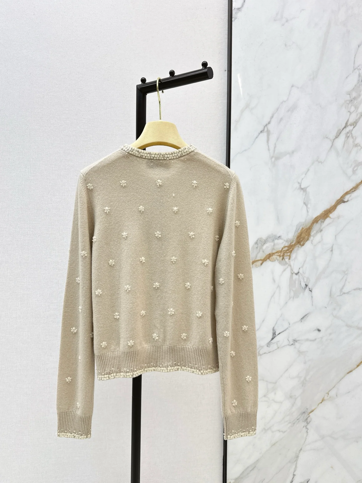 Miu 26ss beading flower cardigan