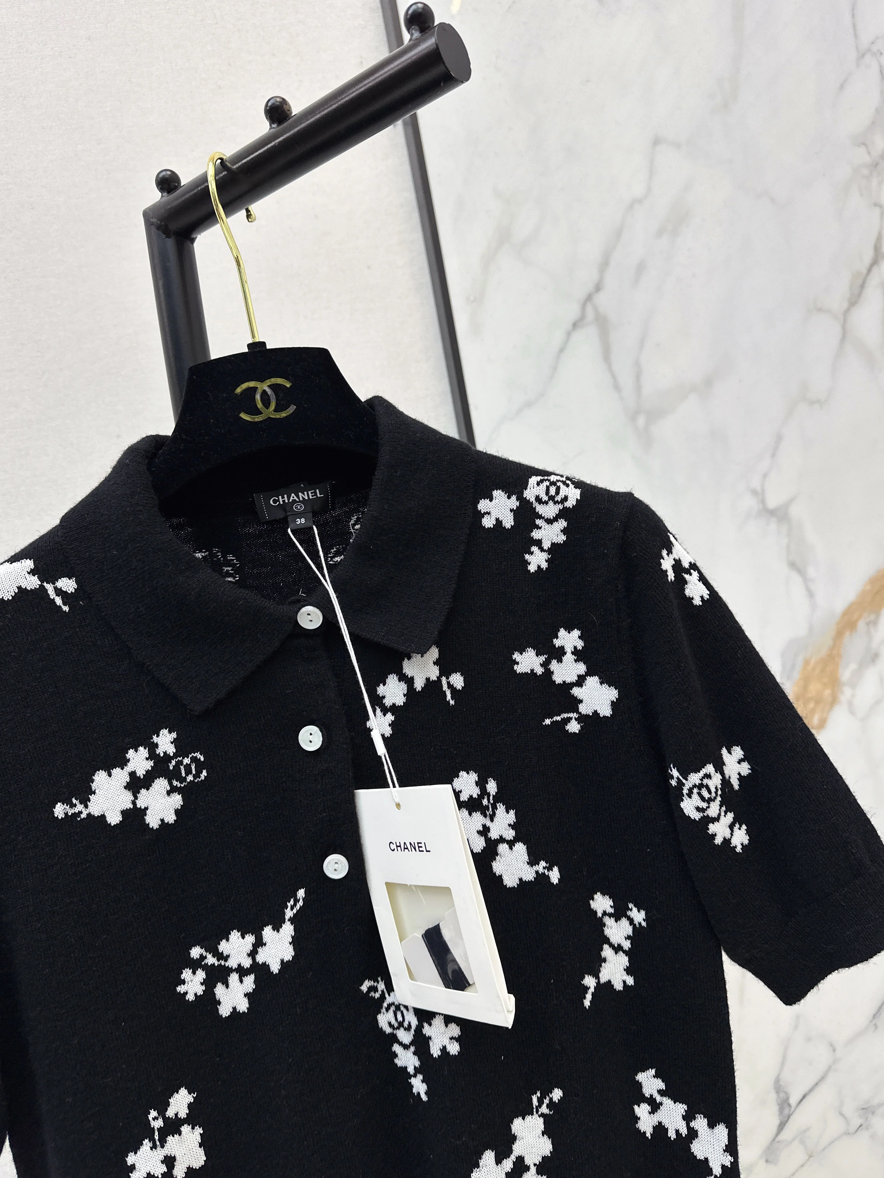 Chan 26ss jacquard knitted sweater