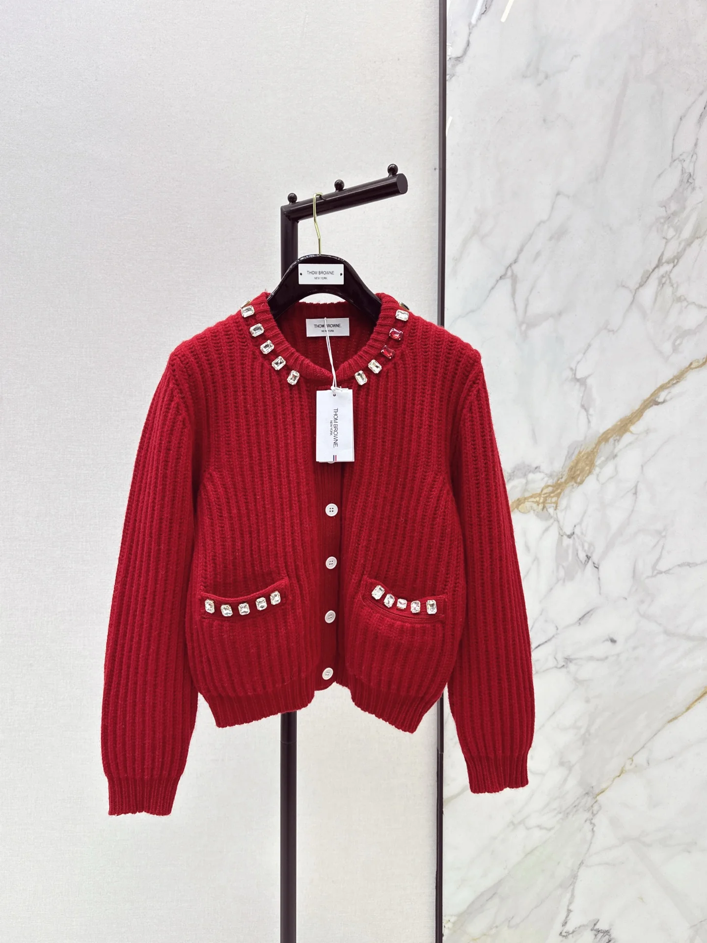 Thom 26ss rhinestone knit cardigan