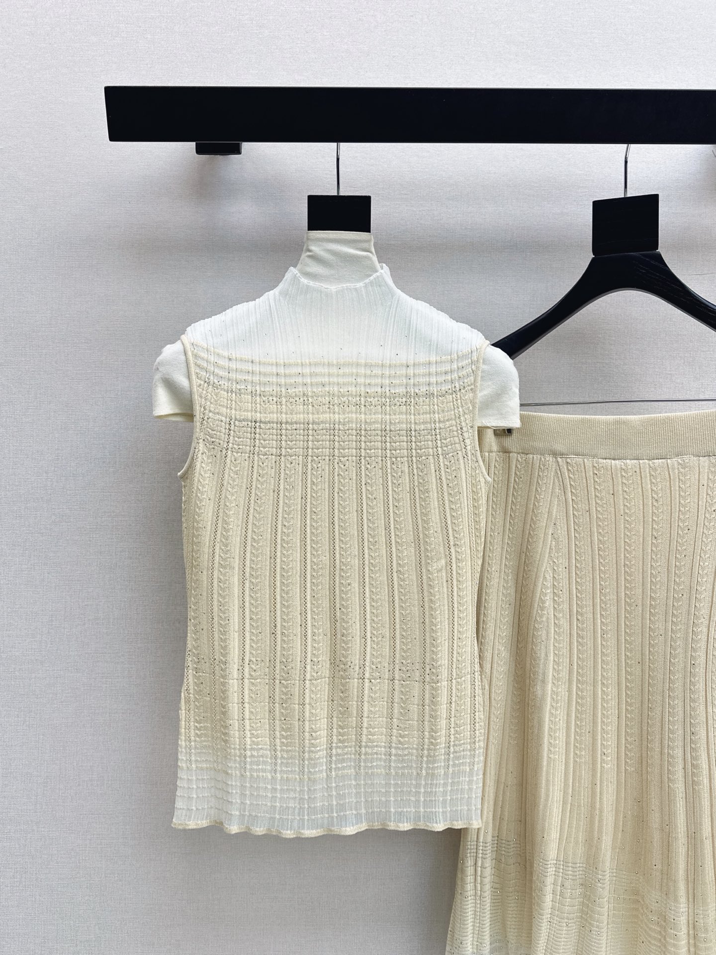 Chan 26ss sleeveless knit vest skirt set