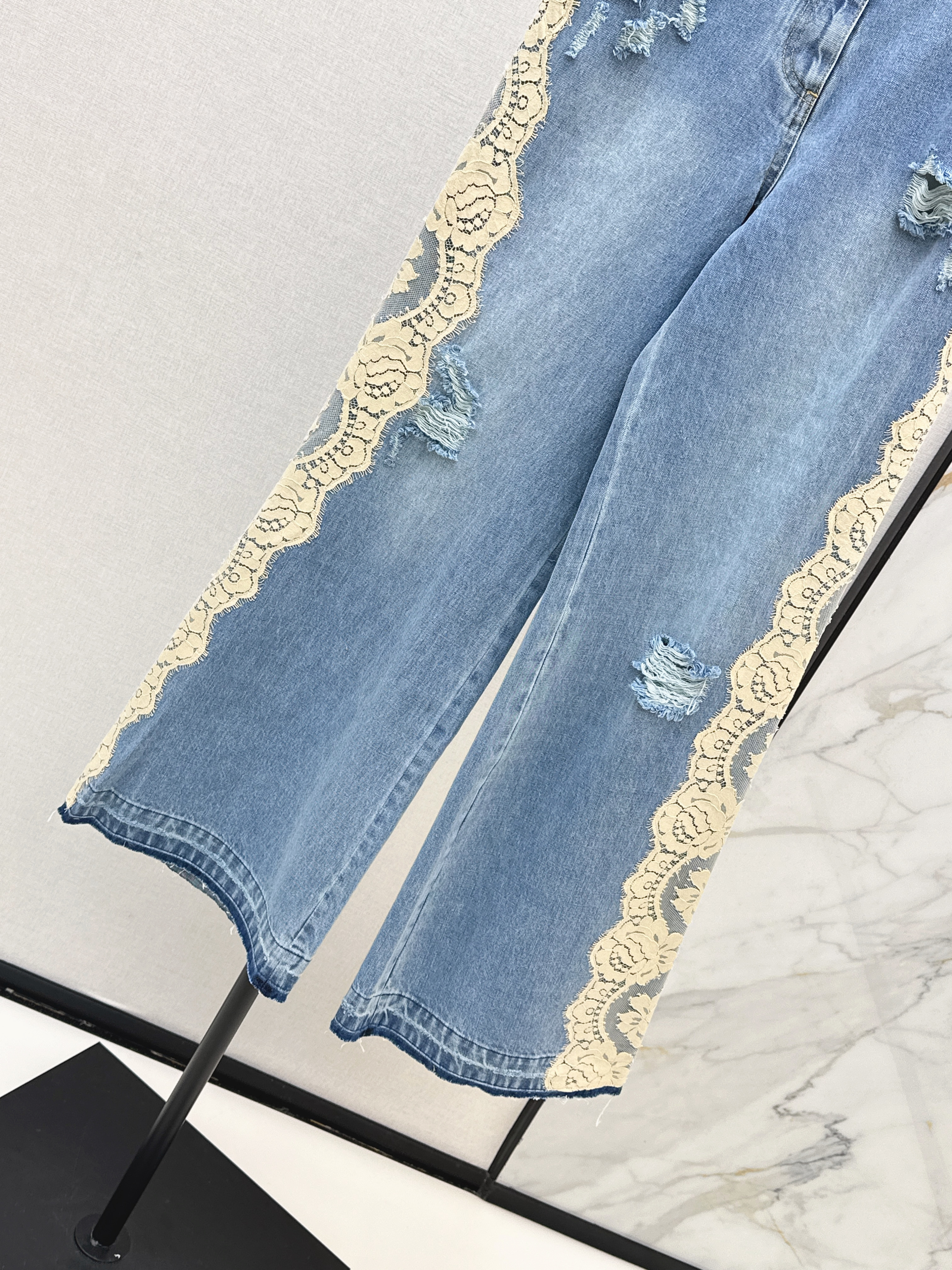 Dolc 26ss lace contract wide-leg pants