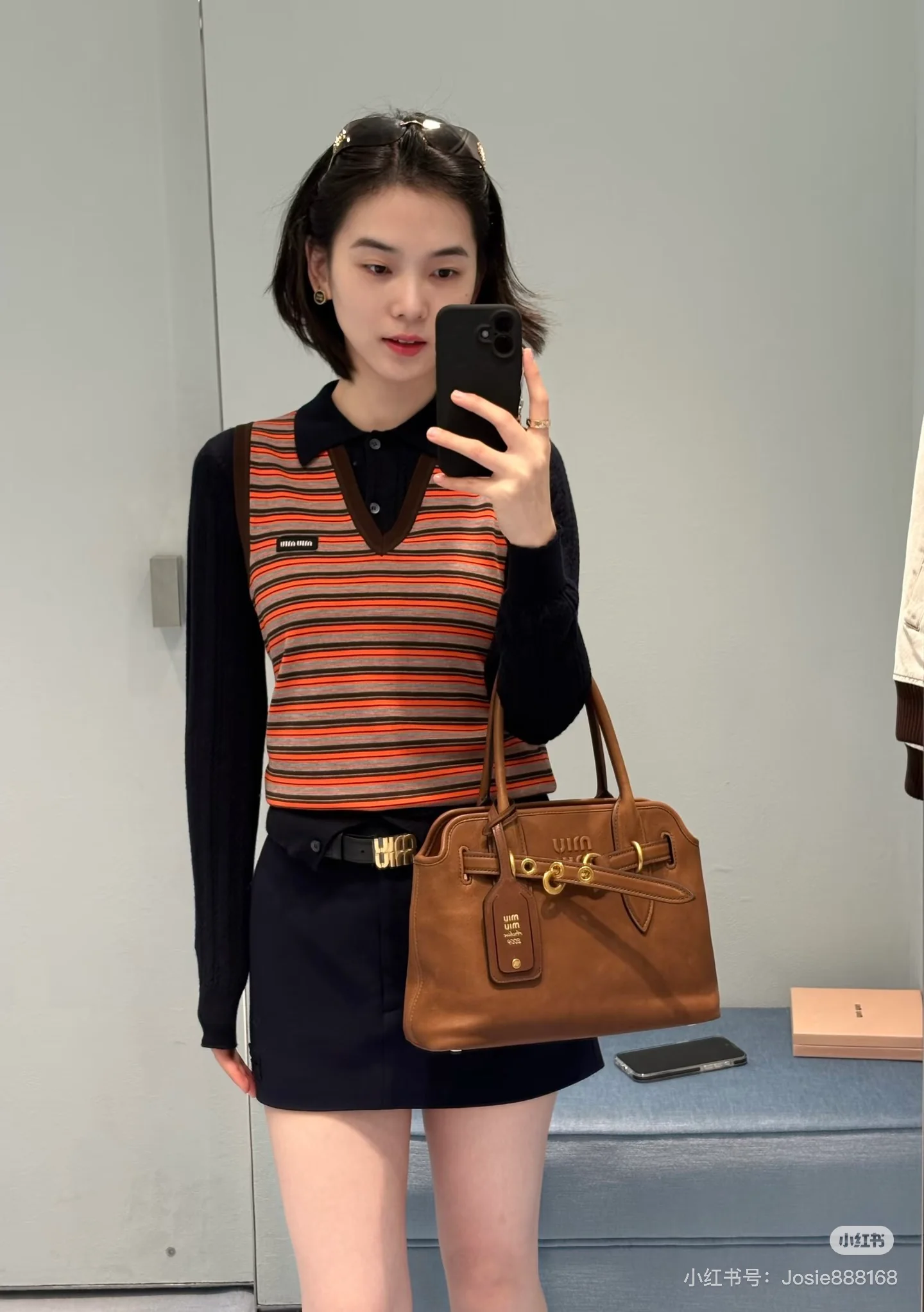 Miu 26ss stripe sleeveless knitted vest