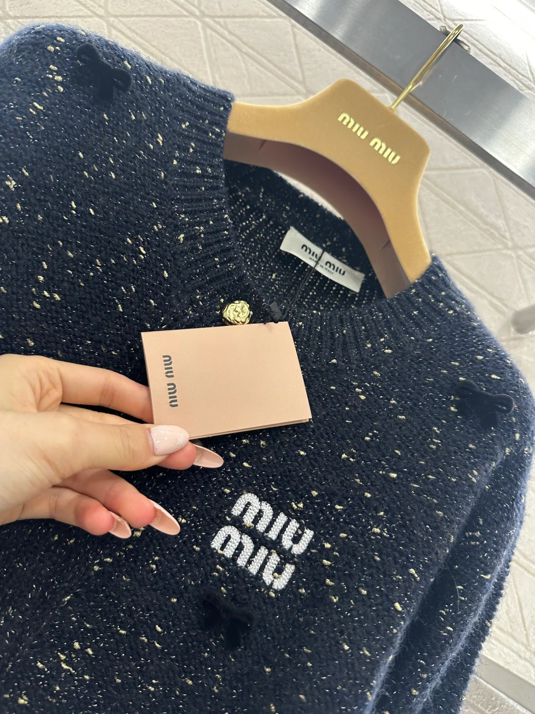 Miu 26ss 3d bow cardigan