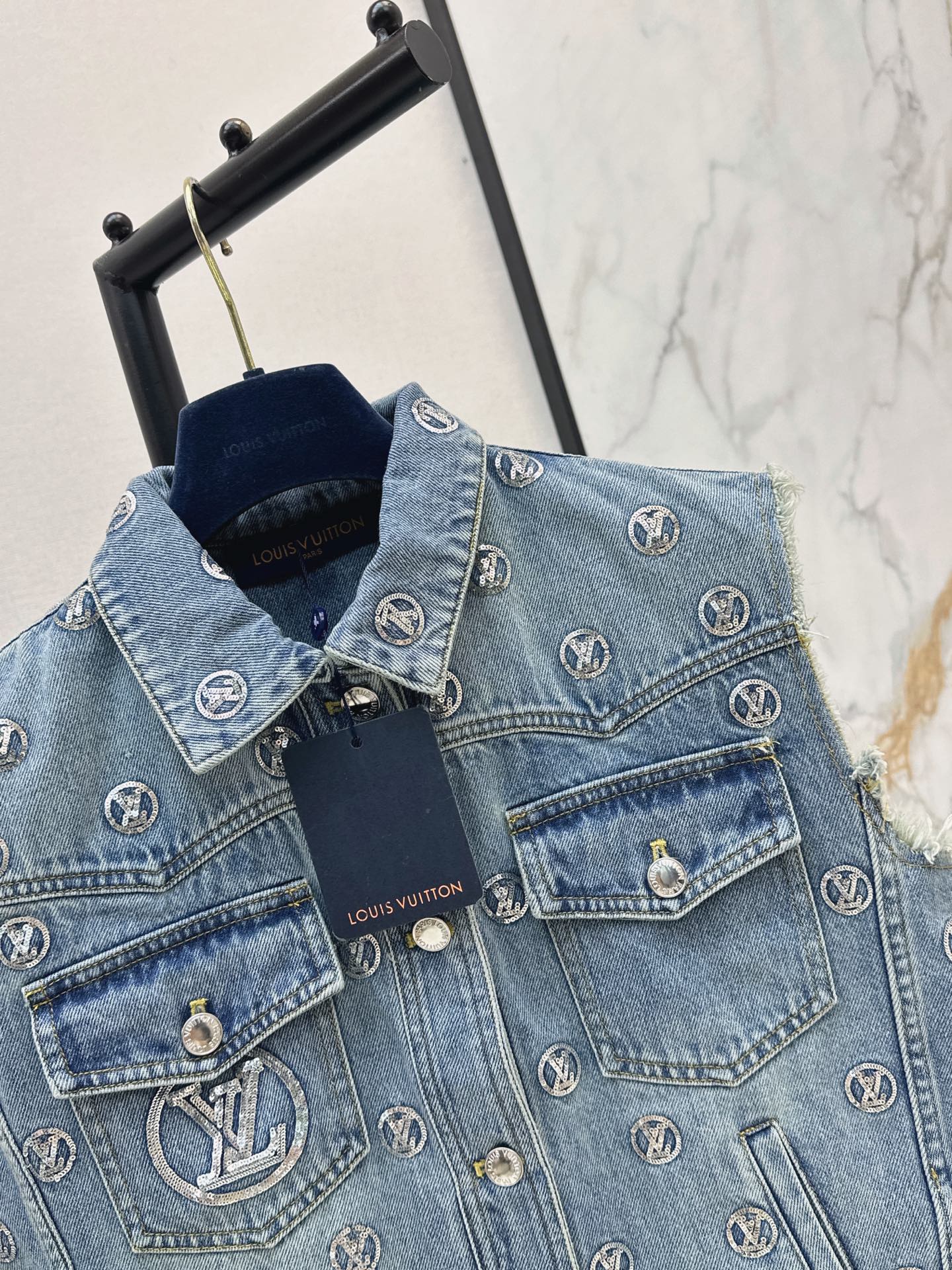 Loui 26ss sequin denim vest