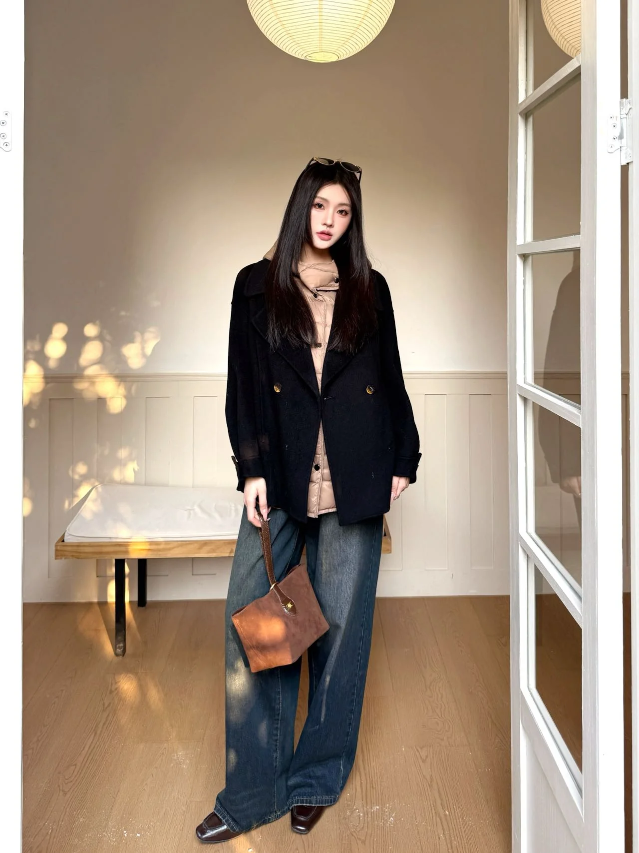 Max 25fw hooded down vest+woolen jacket