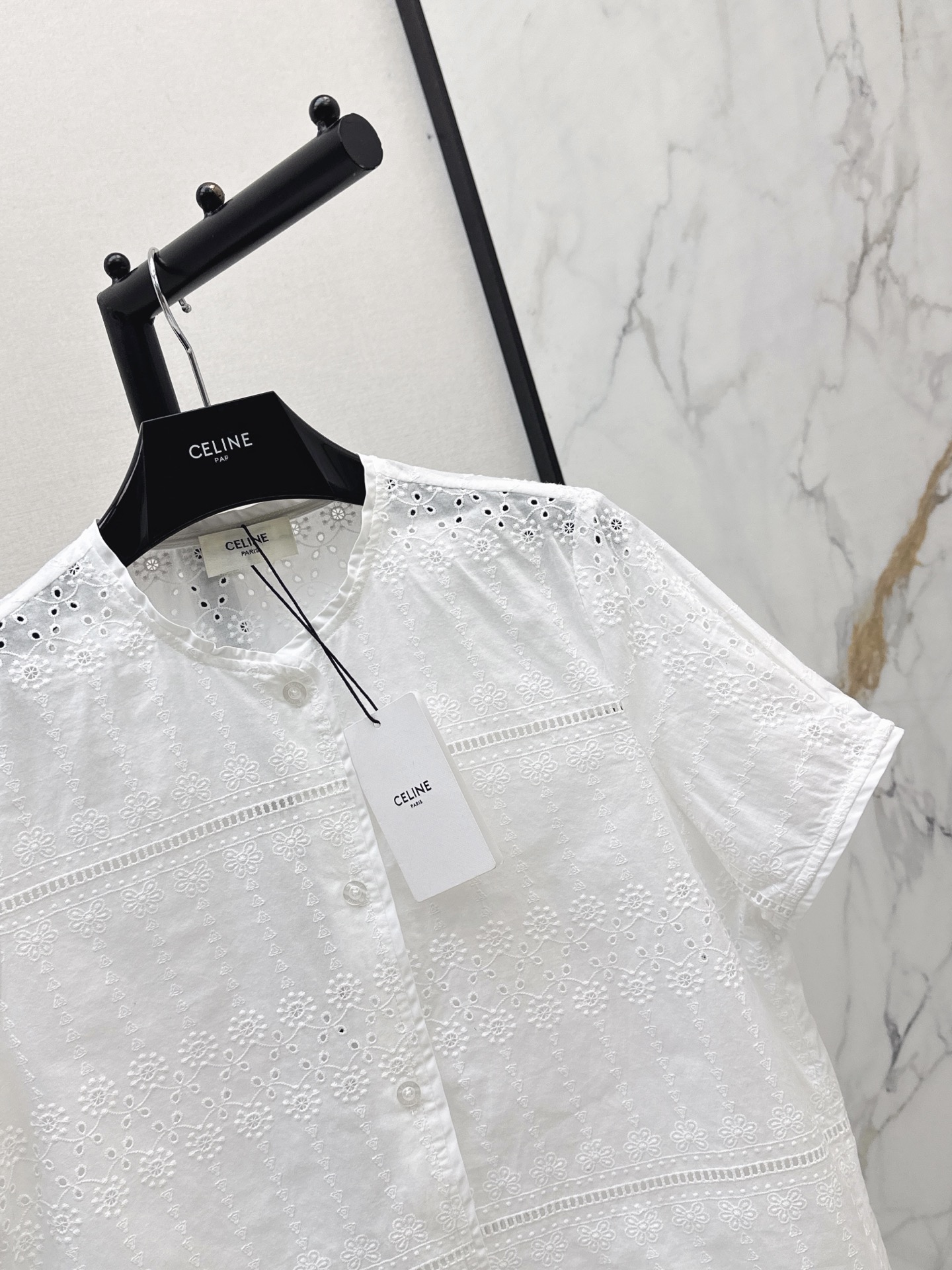 Celi 26ss hollow embroidery shirt