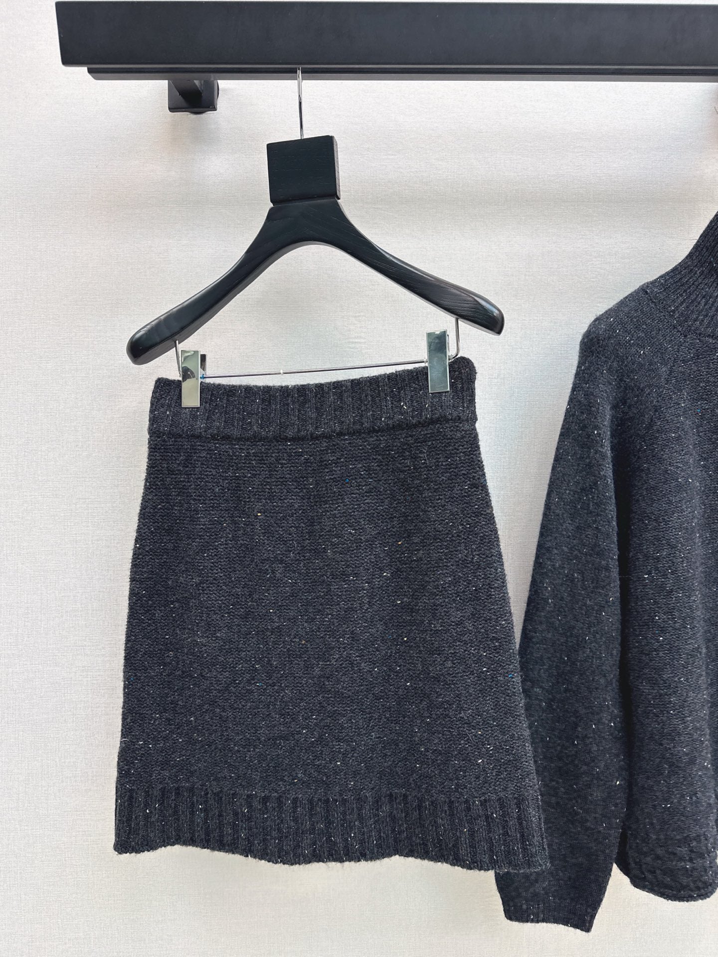 Brun 26ss knit high neck sweater+skirt outfit set