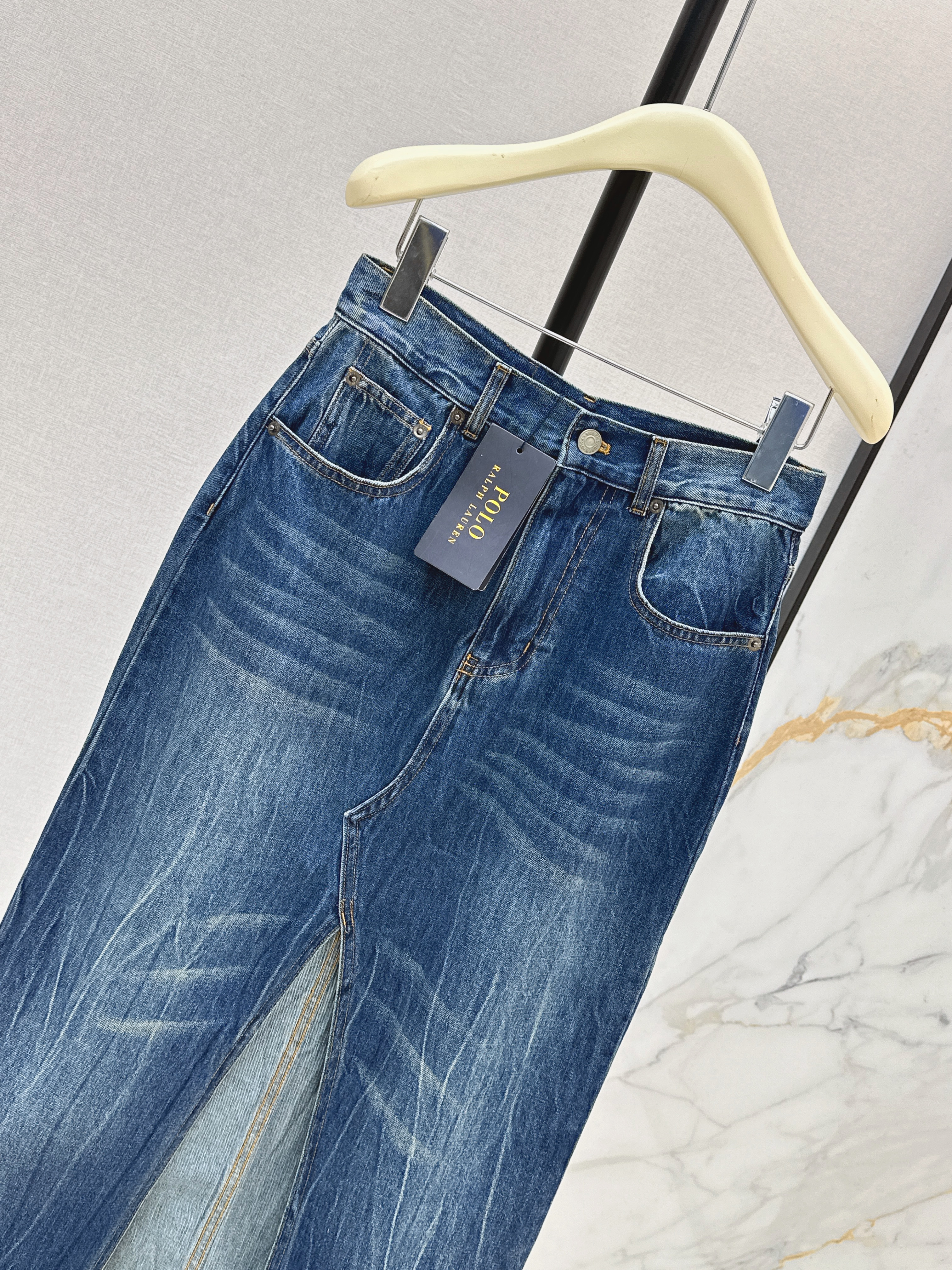 Ralp 26ss front-slit denim skirt