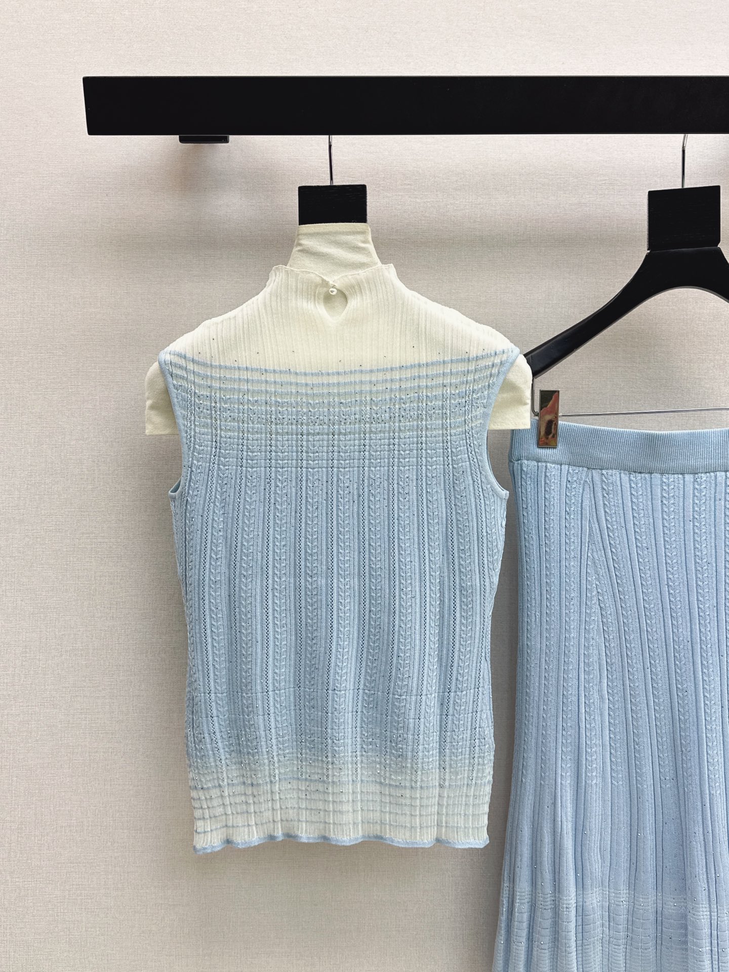 Chan 26ss sleeveless knit vest skirt set