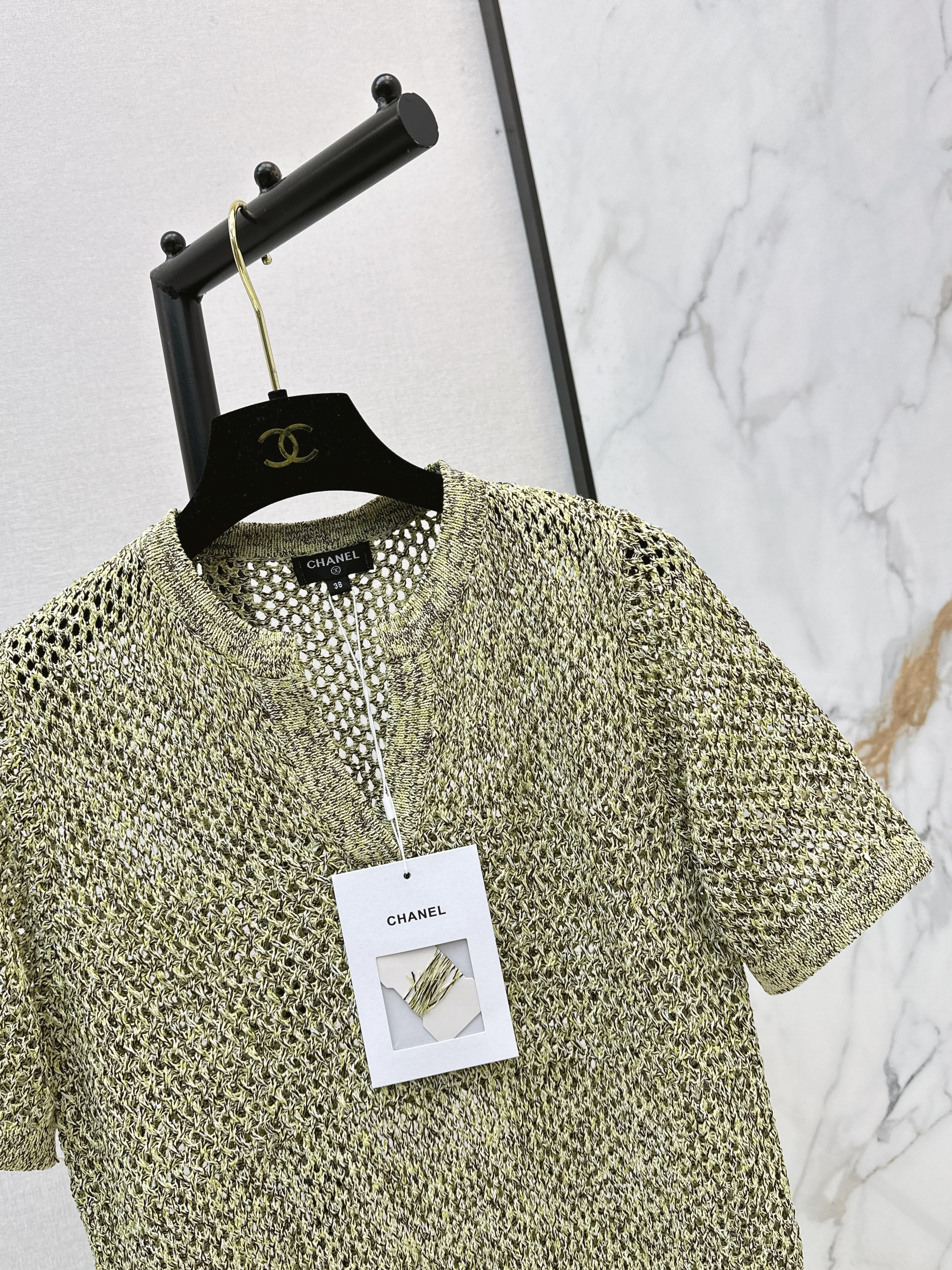 Chan 26ss hollow knit top